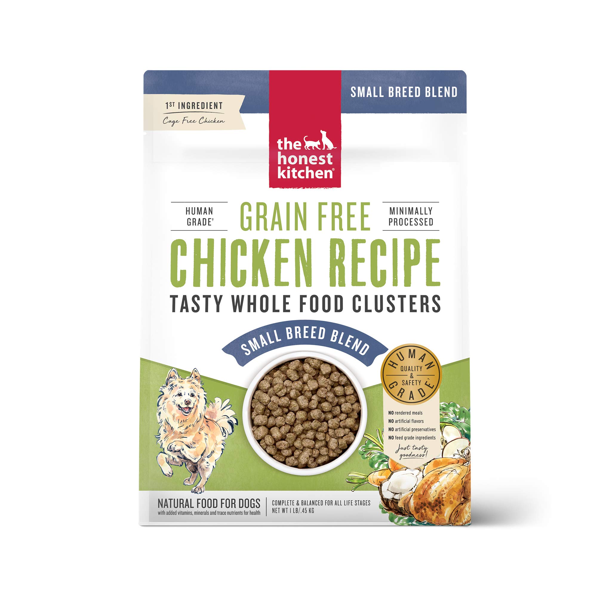 The Honest Kitchen Grain-Free Chicken Dry Dog Food for Small Breeds - 1 lb Trial Pouch | Whole Food Clusters | Perfect for Travel & Training Treats
