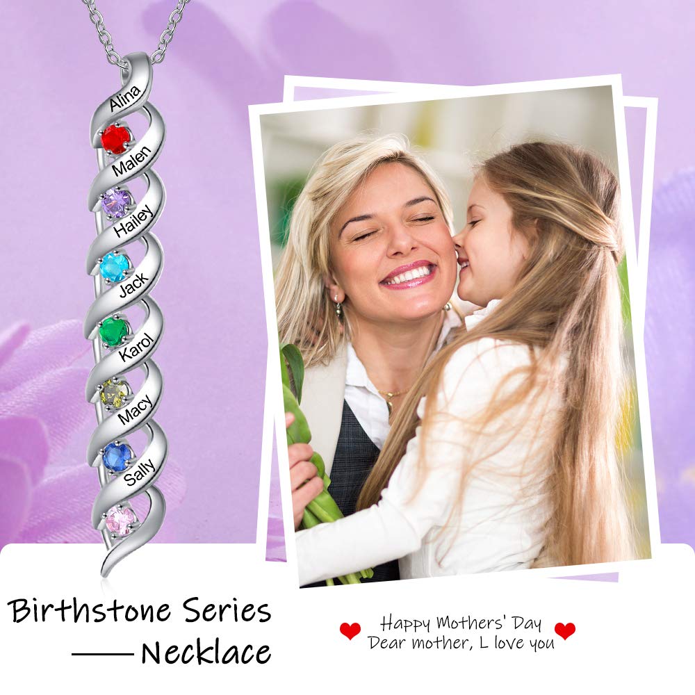 Personalized Mother & Grandma Necklace with 1-10 Name & Simulated Birthstones - Custom Jewelry Gift for Wife, Sister, Daughter - Birthday, Anniversary, Mother's Day Present - Perfect for Family Occasions & Special Moments