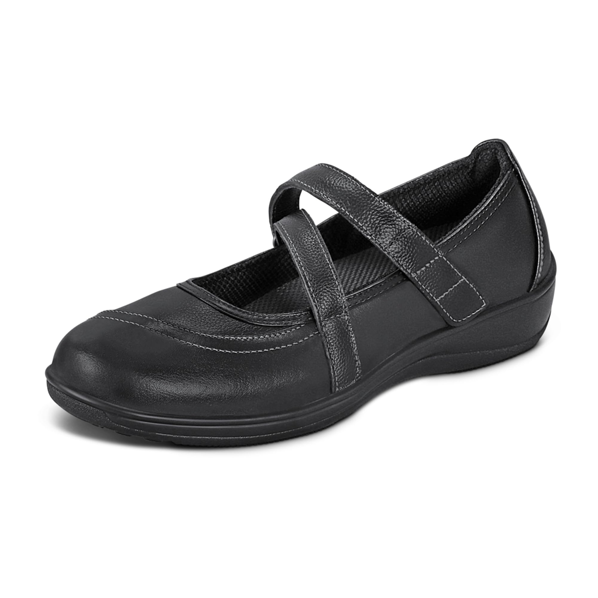 Orthofeet Women's Orthopedic Leather Celina Mary Jane Shoes - Comfortable Diabetic & Arthritis Footwear for Walking, Work & Dress Occasions