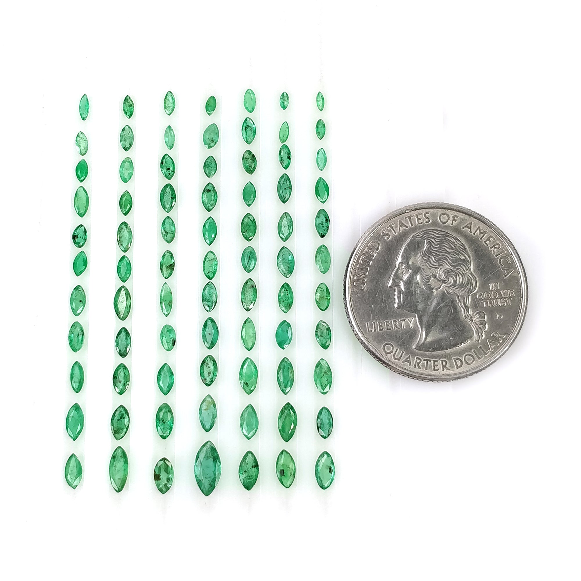 Natural Untreated Green Emerald Gemstone - 6.40cts Marquise Cut (7x3.5mm) - 77pcs for Jewelry Making, Engagement Rings & DIY Crafts