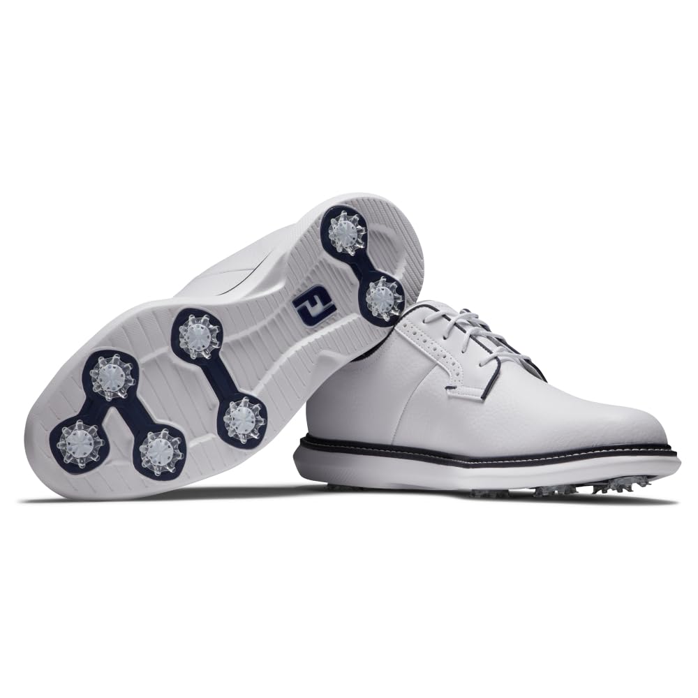 FootJoy Men's Traditions Blucher Golf Shoes – Comfortable & Waterproof Spiked Golf Footwear for Walking the Course | Perfect for Golfers, Country Club Members & Outdoor Sports Enthusiasts