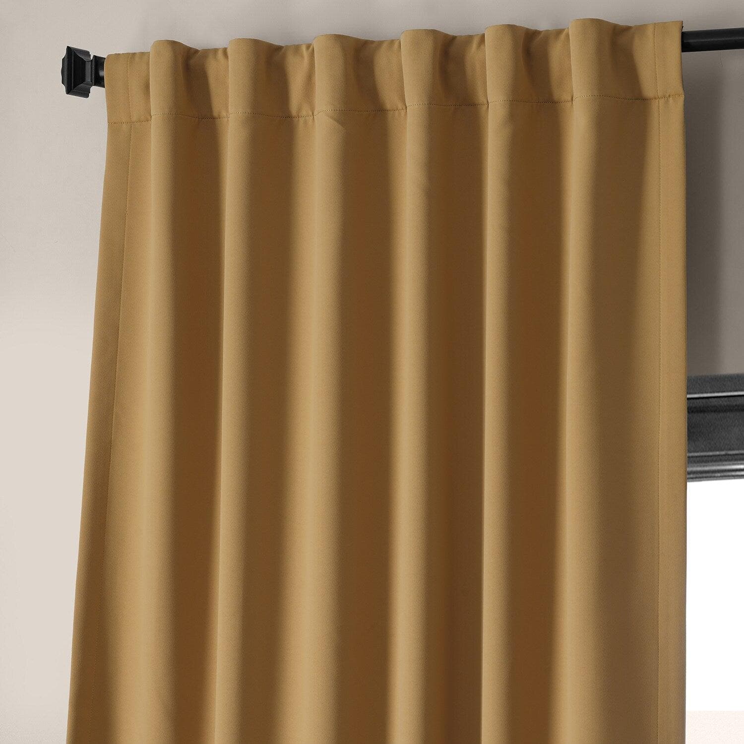 Premium Blackout Curtains for Bedroom - Chesapeake Gold Woven Hotel Style Curtain Pair (2 Panels) - Noise Reducing & Light Blocking for Better Sleep