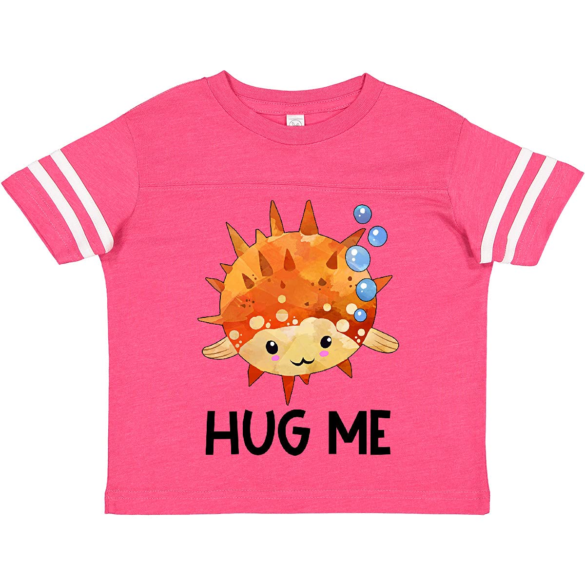 Inktastic Cute Pufferfish with Bubbles Toddler T-Shirt - Soft Cotton Kids Tee for Playdates, Beach Outings & Family Photos
