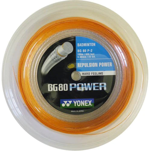 Yonex BG 80 Power Badminton String [200m Reel] - High Performance Badminton Racket String for Professional Players - Perfect for Tournament Play and Training Sessions
