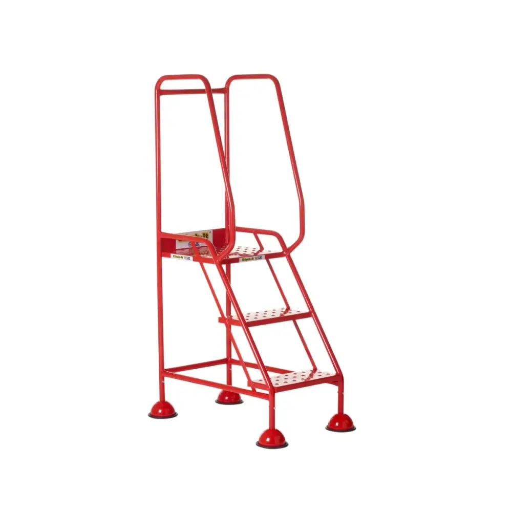 Climb It UK Domed Feet Steps - Red Non-Slip Ladder Accessories for Home, Garage, and Workshop Use