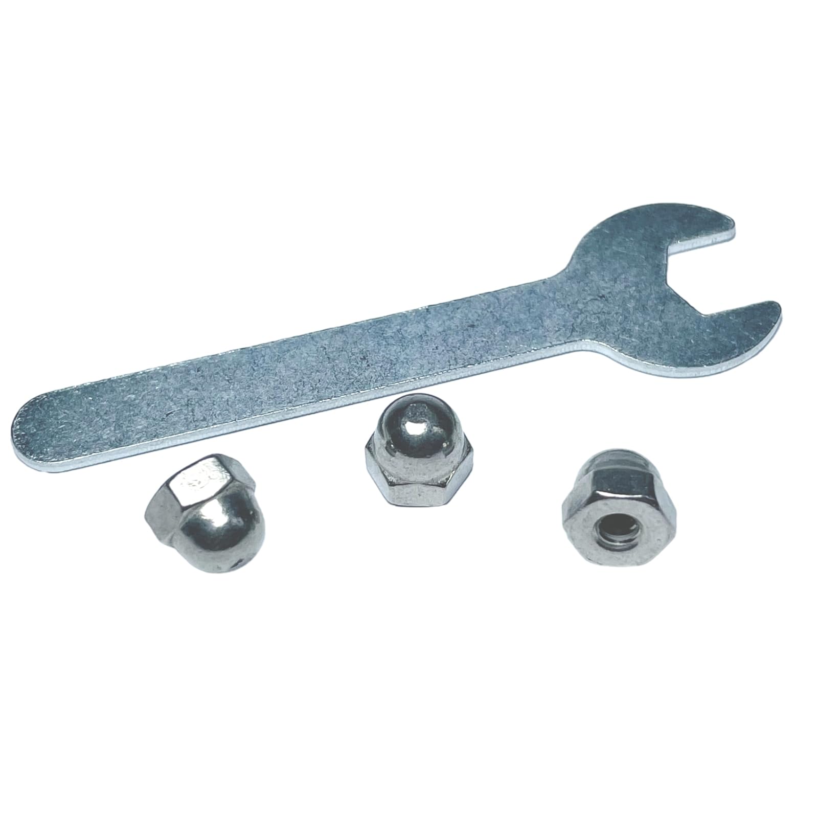50pcs #8-32 Acorn Cap Nuts, 304 Stainless Steel Dome Head Hex Nuts with Bright Finish - 18-8 Grade Hardware Nuts for Furniture, Automotive & DIY Projects - Includes Open End Wrench for Easy Installation