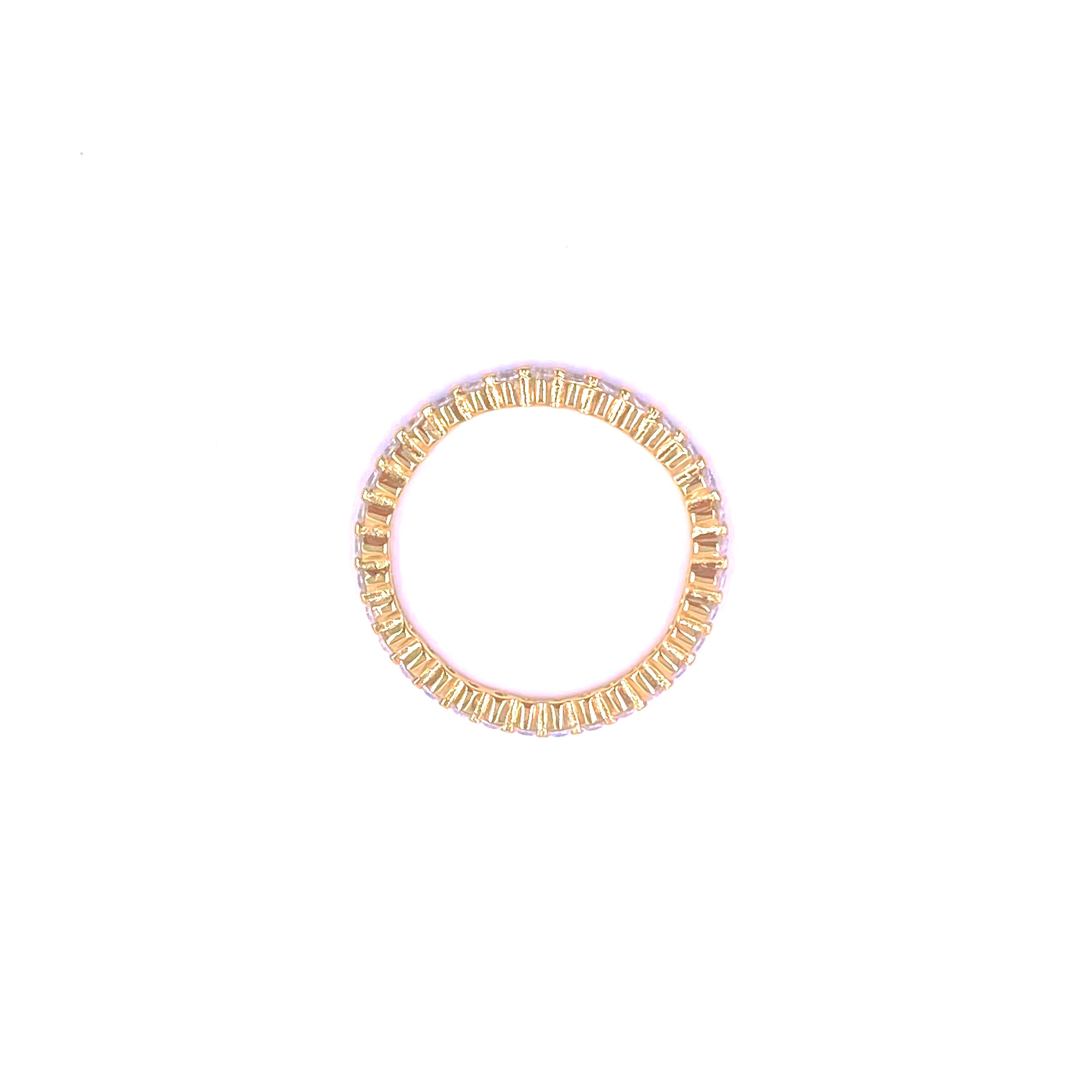 Ashley Gold Sterling Silver Gold Plated Tiny Prong Set CZ Band Ring - Elegant Cubic Zirconia Jewelry for Women, Perfect for Weddings, Anniversaries & Everyday Wear