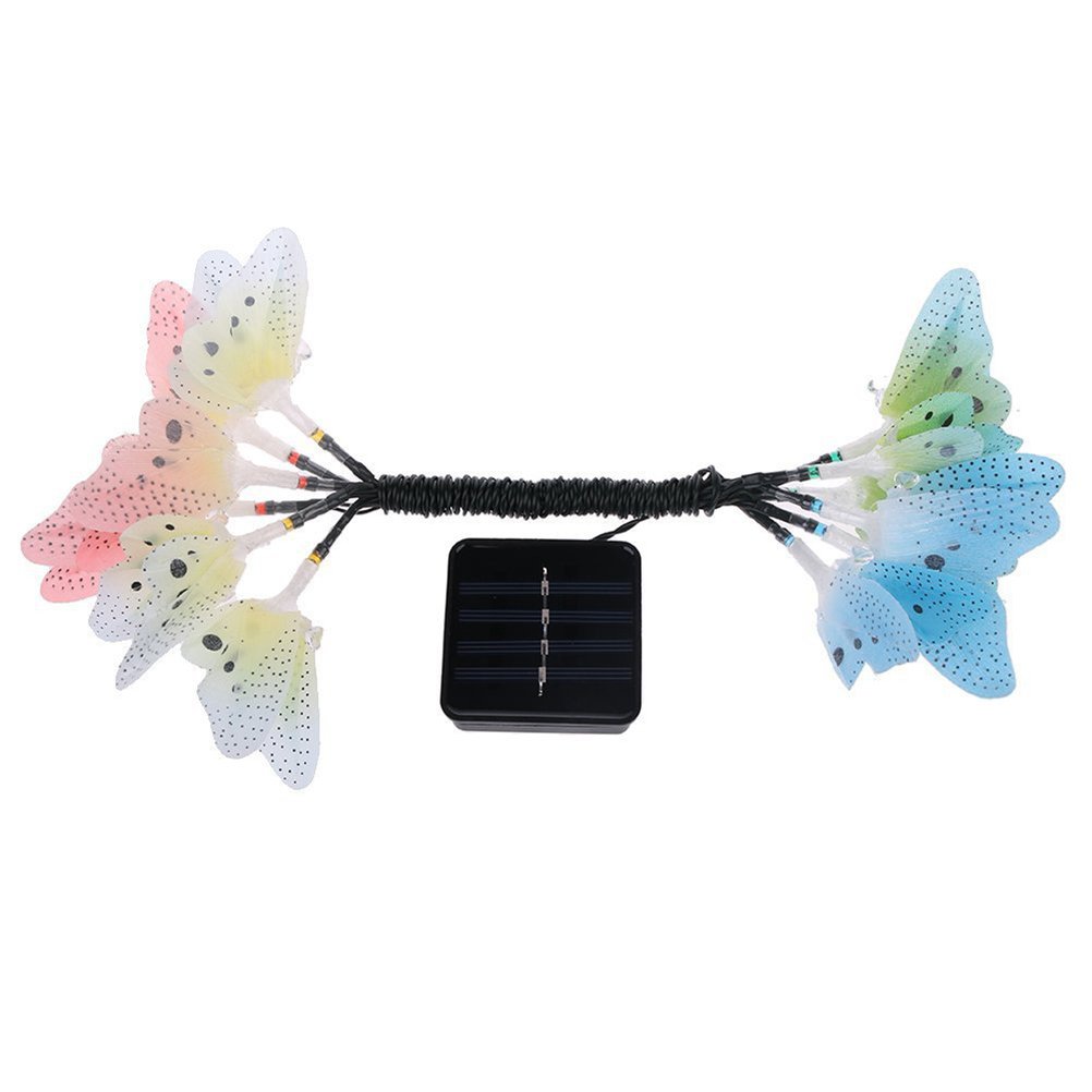 Solar Powered Outdoor String Lights - Waterproof Butterfly Garden Lights with Multi-Color Fiber Optics for Patio, Lawn, Wedding & Tree Decor | Energy-Efficient Solar LED Lighting for Backyard, Pathway & Landscape Decoration