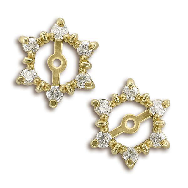 14K Yellow Gold Round Diamond Earring Jackets - Elegant Stud Enhancers for Everyday Wear & Special Occasions