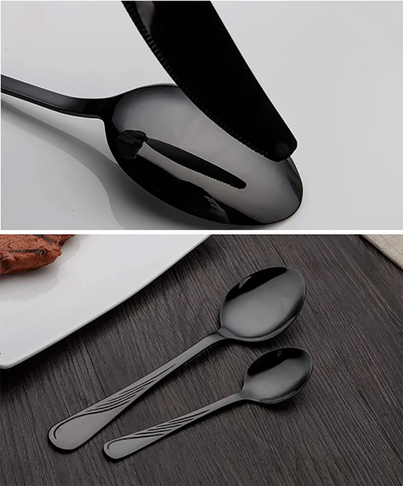 40-Piece Black Silverware Set for 8 - Premium Stainless Steel Flatware Utensils with Knives, Spoons & Forks - Modern Cutlery Set for Home, Kitchen, Restaurant & Hotel - Dishwasher Safe & Reusable - Perfect for Dinner Parties, Weddings & Everyday Dining