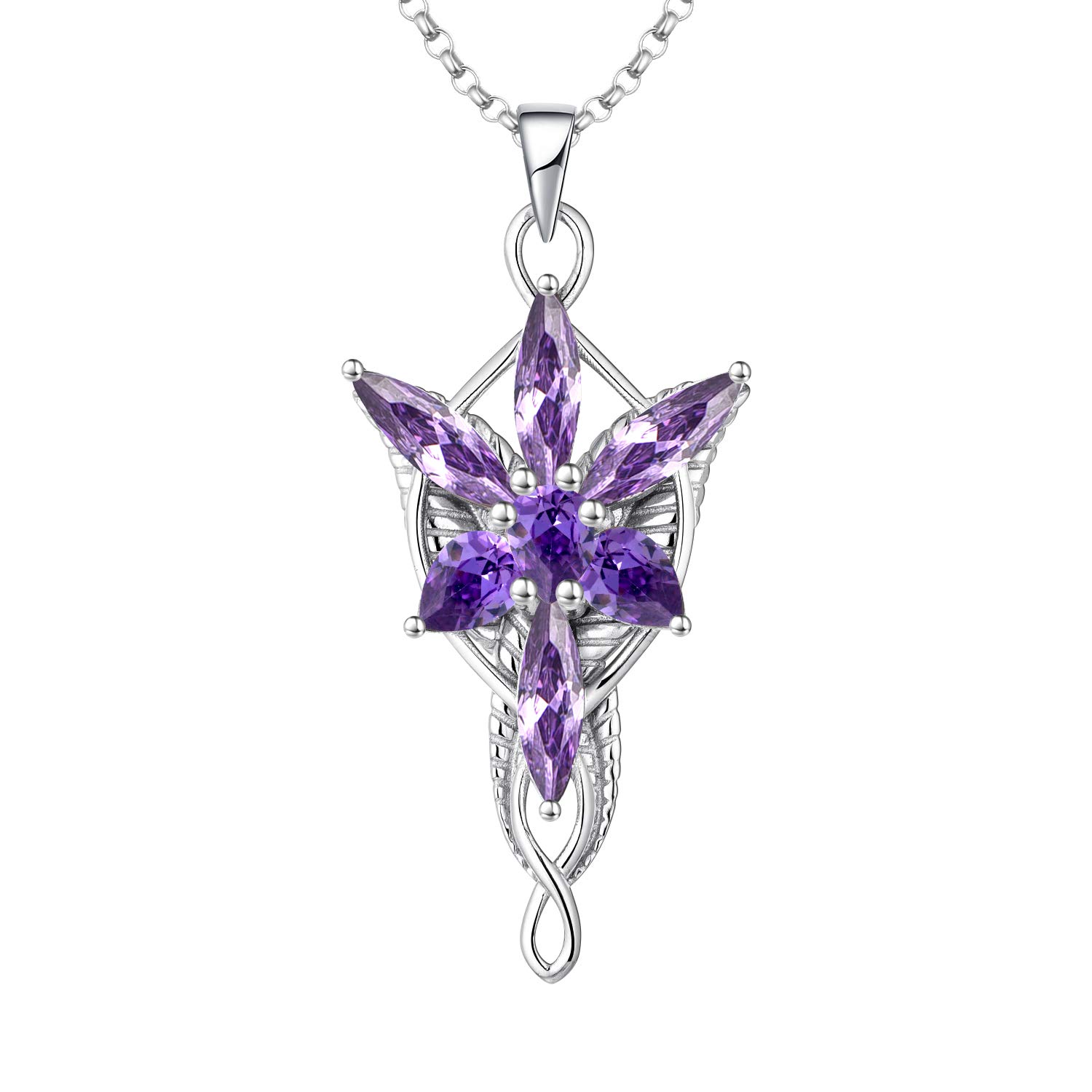 JO WISDOM Arwen Evenstar Necklace - 925 Silver LOTR Jewelry with CZ for Women | Elvish Gift & Cosplay