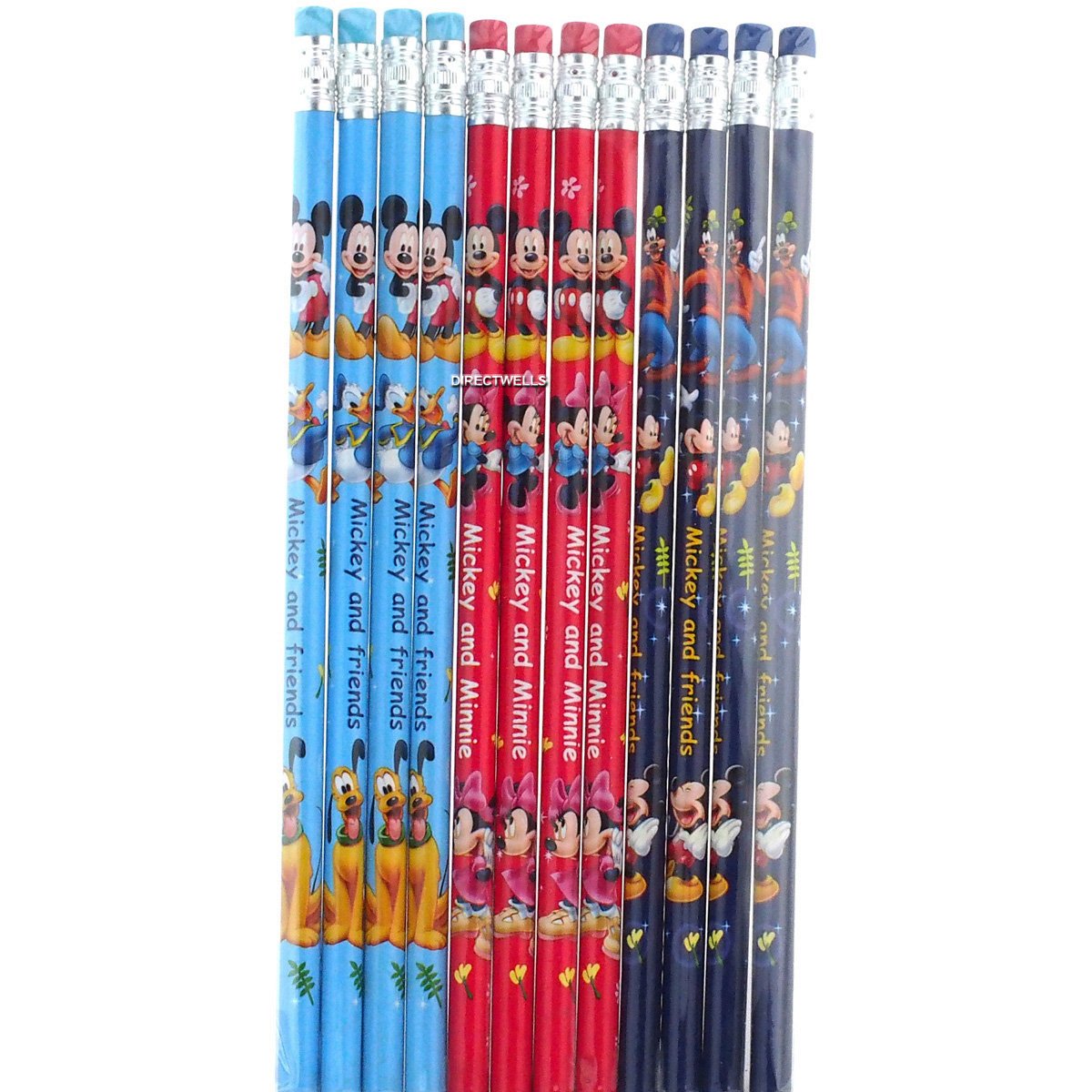 Disney Mickey Mouse Wood Pencils Set - 12 Pack with Erasers & Stickers for School, Office & Art Supplies | Back to School Essentials & Gift Ideas for Kids