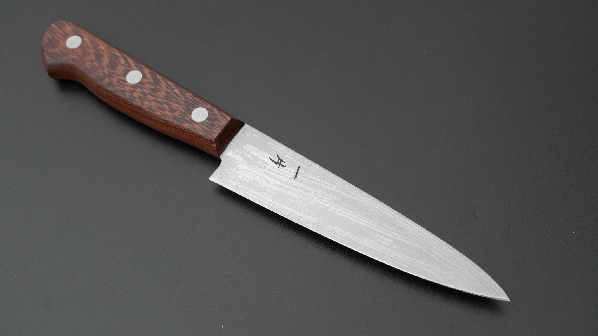 Hitohira Vintage SK Petty Knife 120mm - Japanese Carbon Steel Blade with Tagayasan Wood Handle (No Bolster) - Perfect for Sushi, Vegetables & Precision Cutting