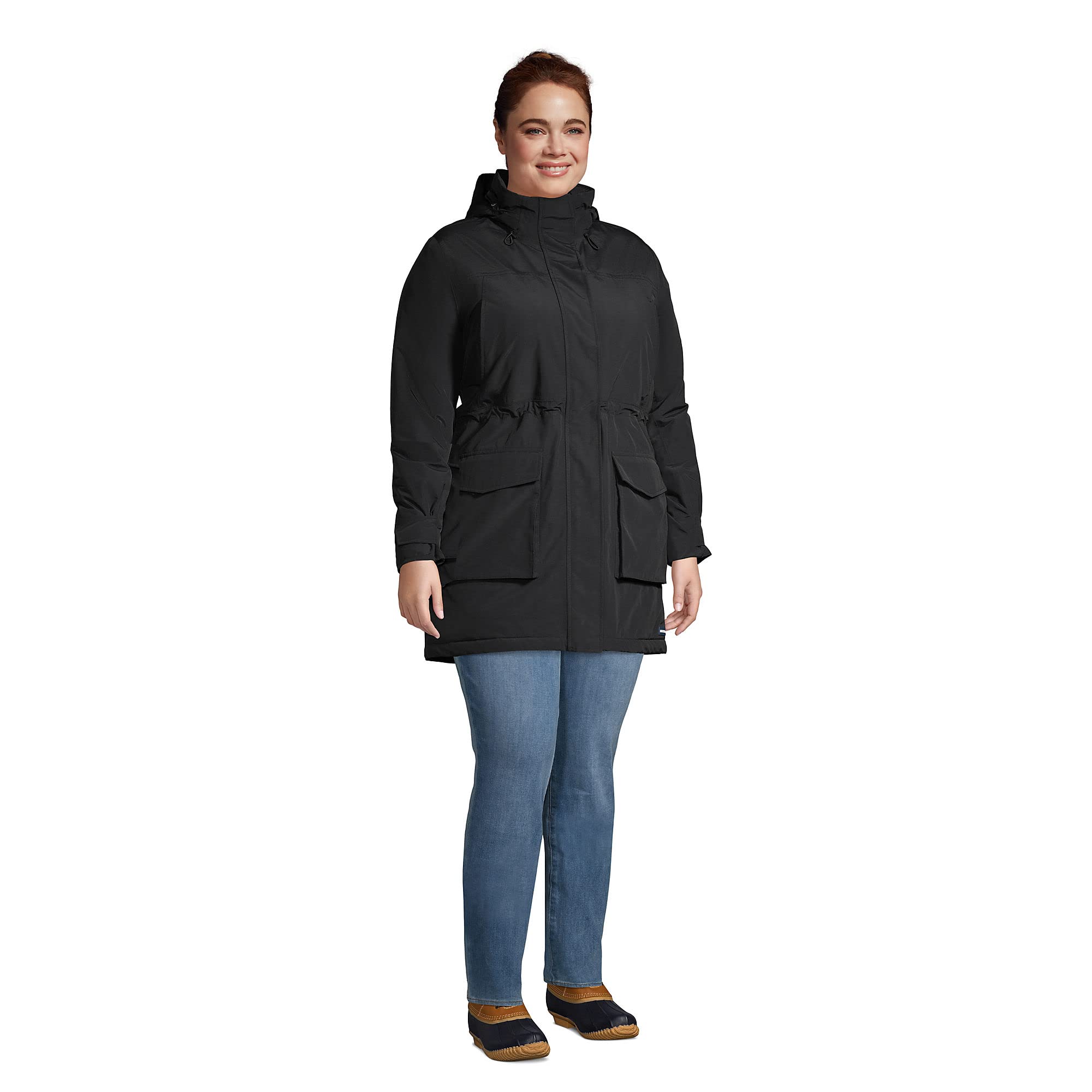 Lands' End Women's Squall Insulated Parka - Waterproof Winter Coat, Black, Petite Plus Size 3X - Perfect for Cold Weather, Snow Activities & Outdoor Adventures