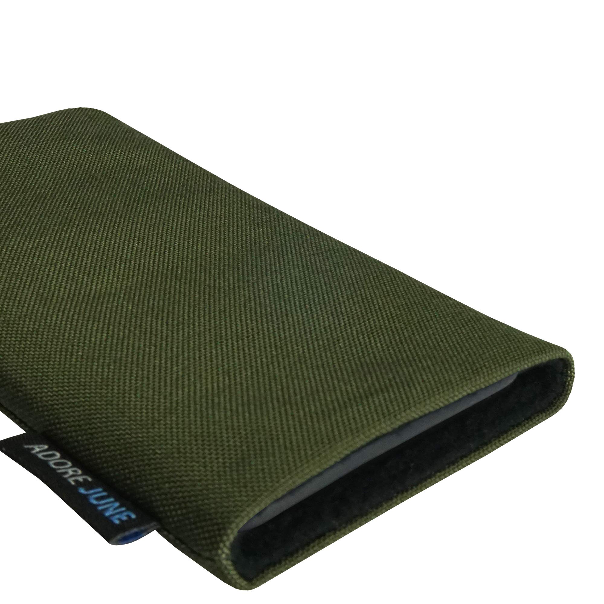 Adore June Classic Olive-Green iPhone 14-15 Plus/Pro Max Protective Sleeve - Durable Fabric Pouch Case with Screen Cleaning Feature | Perfect for Travel, Work & Everyday Use
