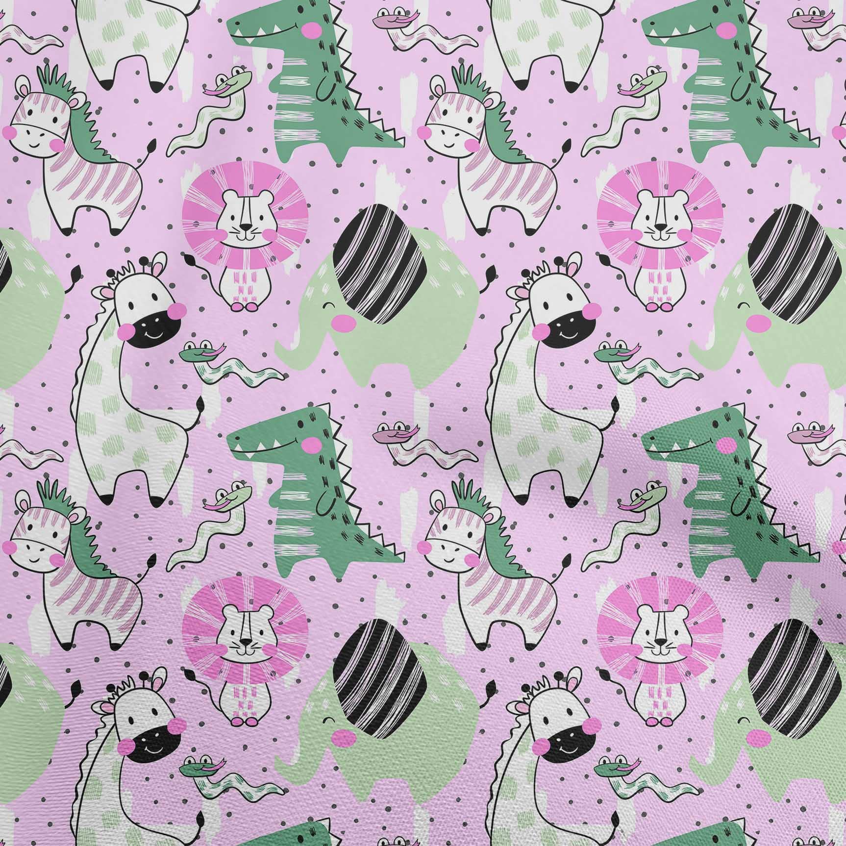 oneOone Polyester Spandex Pink Kids Animal Print Fabric - 56 Inch Wide Soft Stretchy Material for Sewing, DIY Crafts, Costumes & Home Decor Projects (1 Yard)