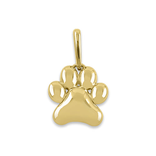 14K Solid Yellow Gold Paw Print Pendant Necklace - Perfect for Pet Lovers, Gifts & Everyday Jewelry