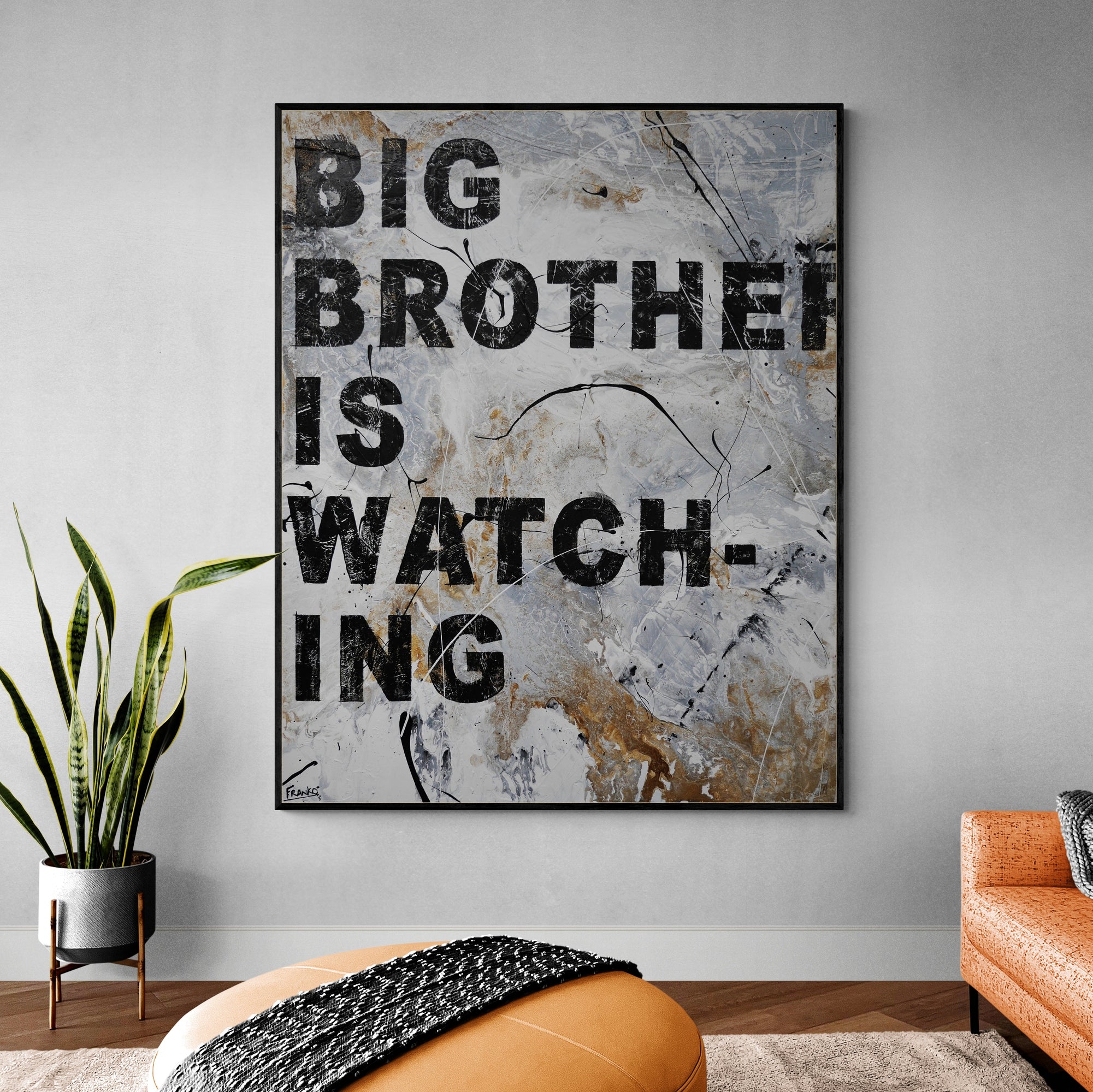 Large 120cm x 150cm Textured Urban Pop Art Canvas Painting - Modern Wall Decor for Living Room, Bedroom & Office