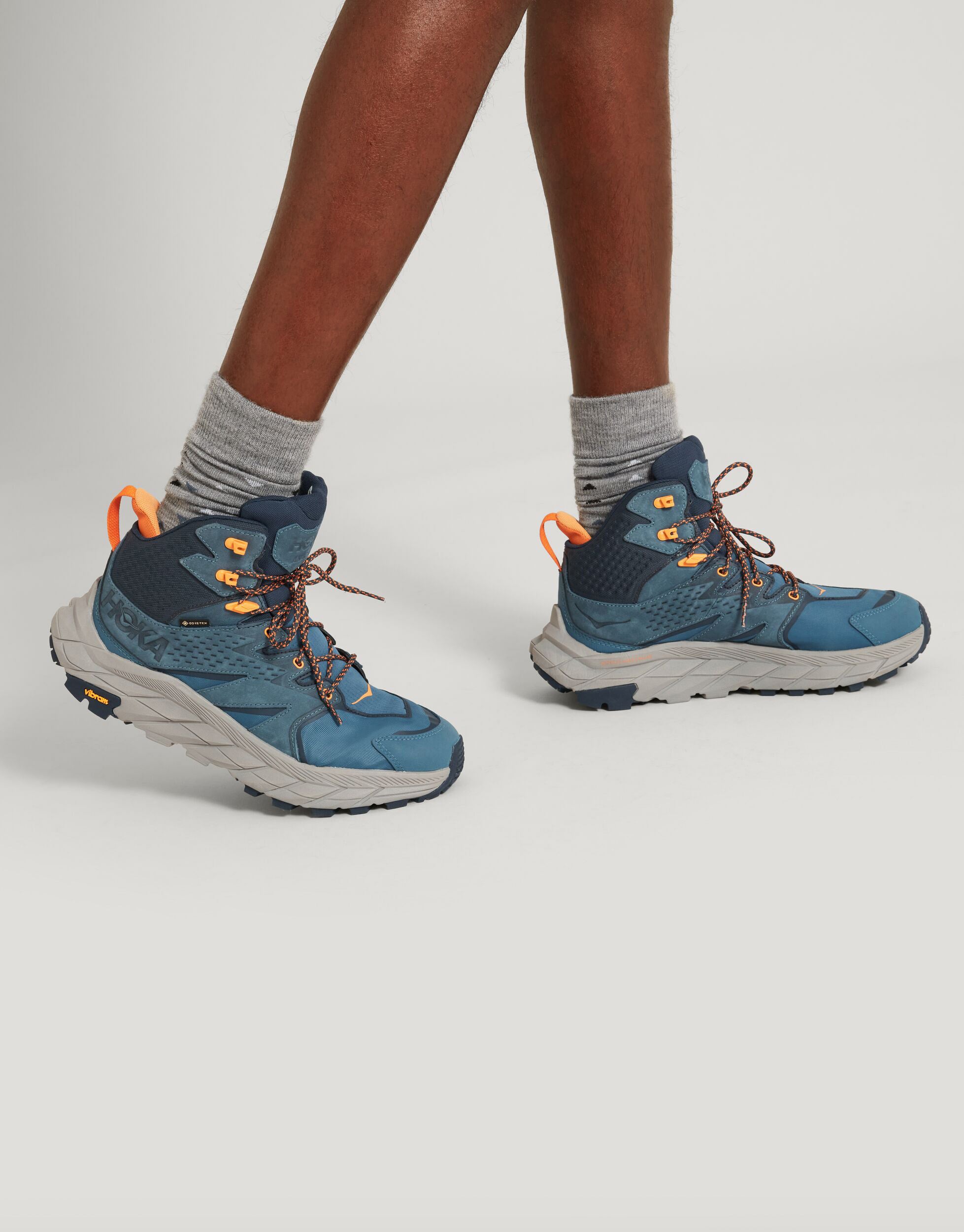 HOKA Anacapa Mid GTX Men's Hiking Boots - Real Teal/Outer Space - Waterproof & Lightweight for Outdoor Adventures, Trail Running, and Backpacking