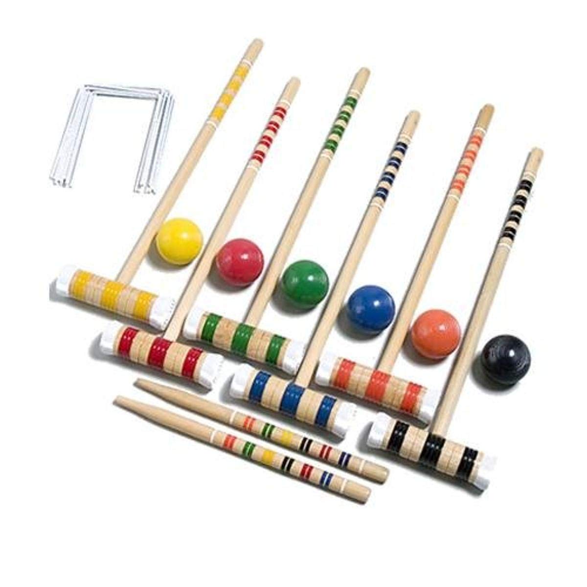 Premium 6-Player Wooden Croquet Set with Carrying Case – Perfect for Backyard Games, Lawn Parties & Outdoor Family Fun