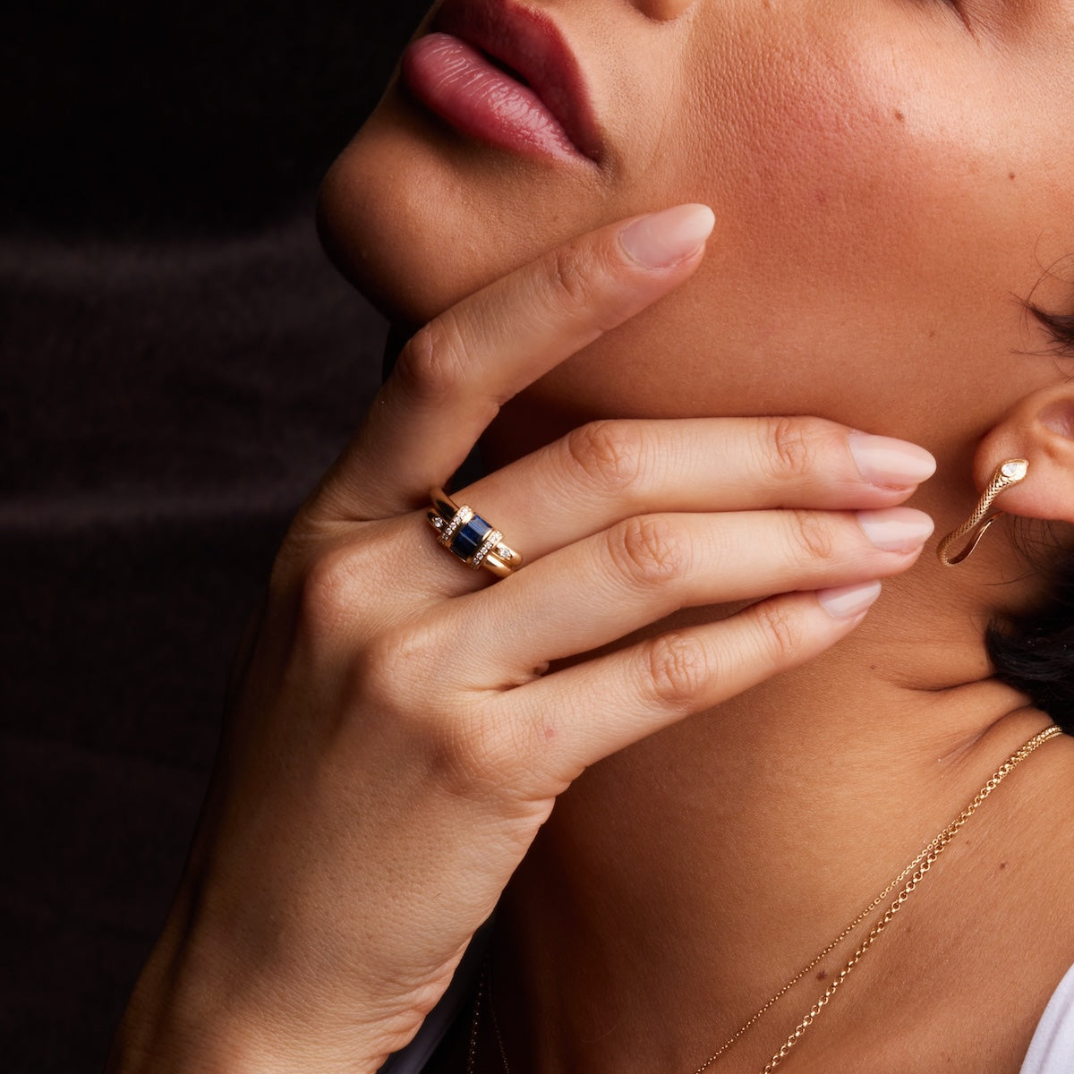 Exquisite Vaulted Sapphire Latch Ring - Genuine Blue Sapphire Jewelry for Women - Perfect for Engagement, Anniversary & Special Occasions