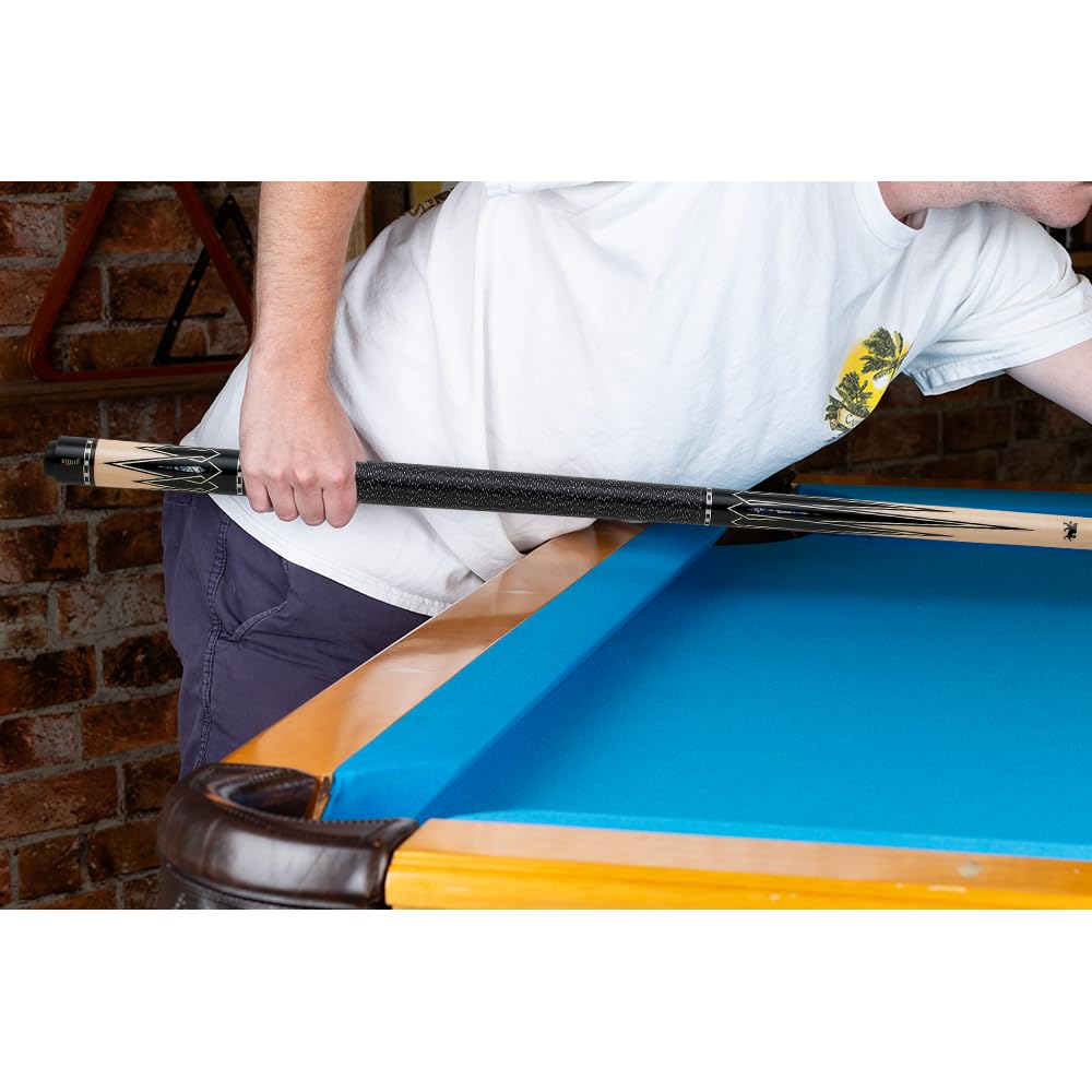 Premium Griffin GR26 Pool Cue - Professional Hard Rock Maple Billiard Stick with Black & White Inlaid Points - 18oz Weight for Perfect Balance - Ideal for Tournament Play & Home Game Rooms