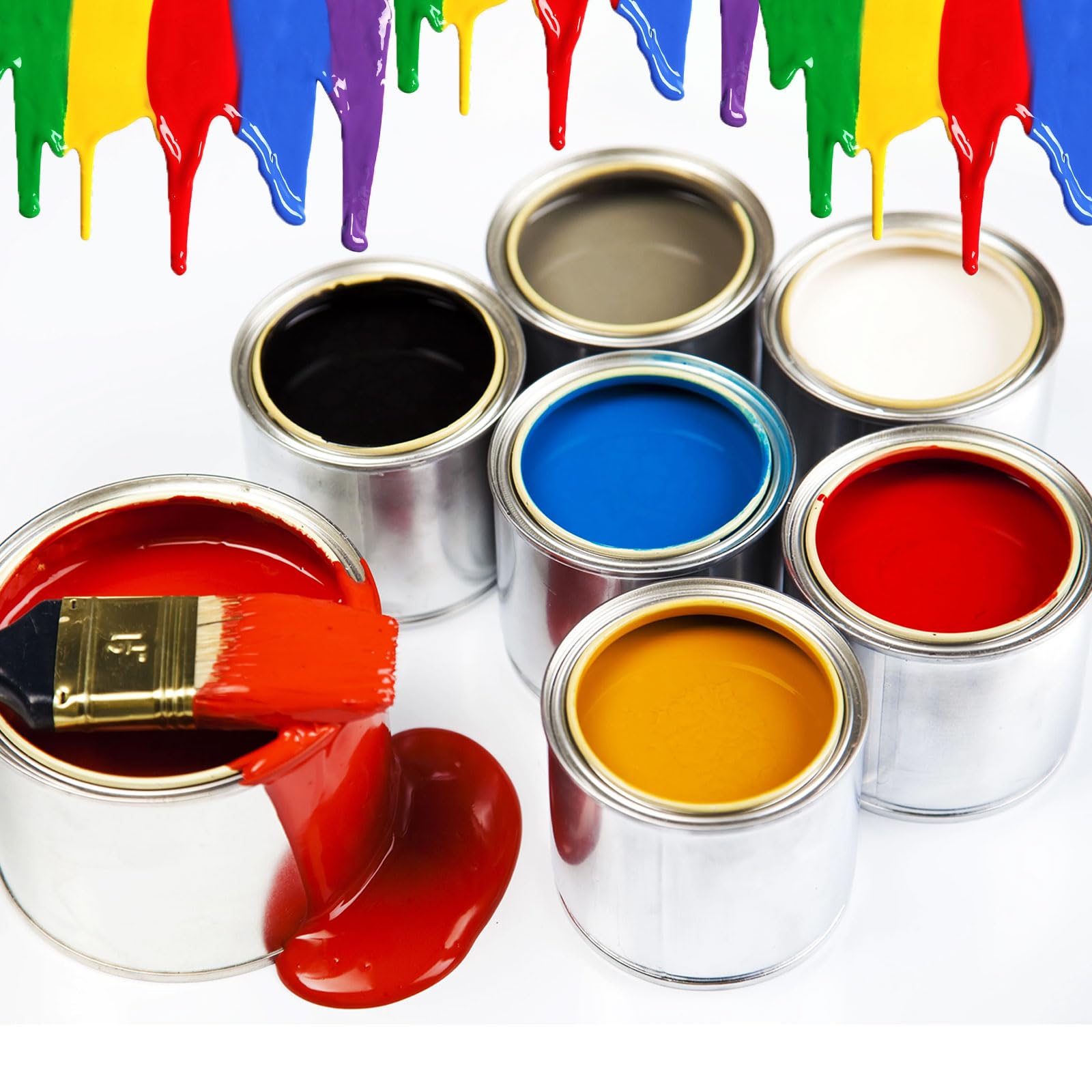 Acrux7 4 Pack Empty Paint Cans with Lids - 1 Gallon & 2 Quart Metal Paint Buckets for Painting, DIY Crafts, Storage - Unlined Paint Pails with Handles for Artists, Contractors & Home Improvement Projects