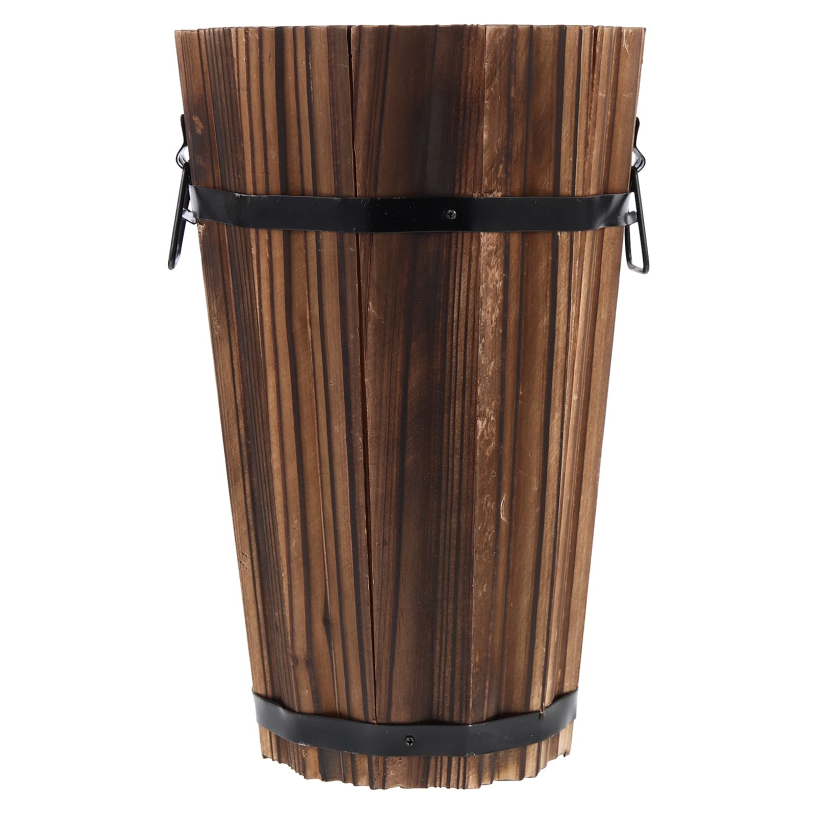 GANAZONO Wooden Flower Pot - Retro Whisky Barrel Planter for Succulents, Plants & Herbs | Farmhouse Decorative Wooden Bucket Container | Perfect for Home, Garden, Office & Indoor/Outdoor Decor