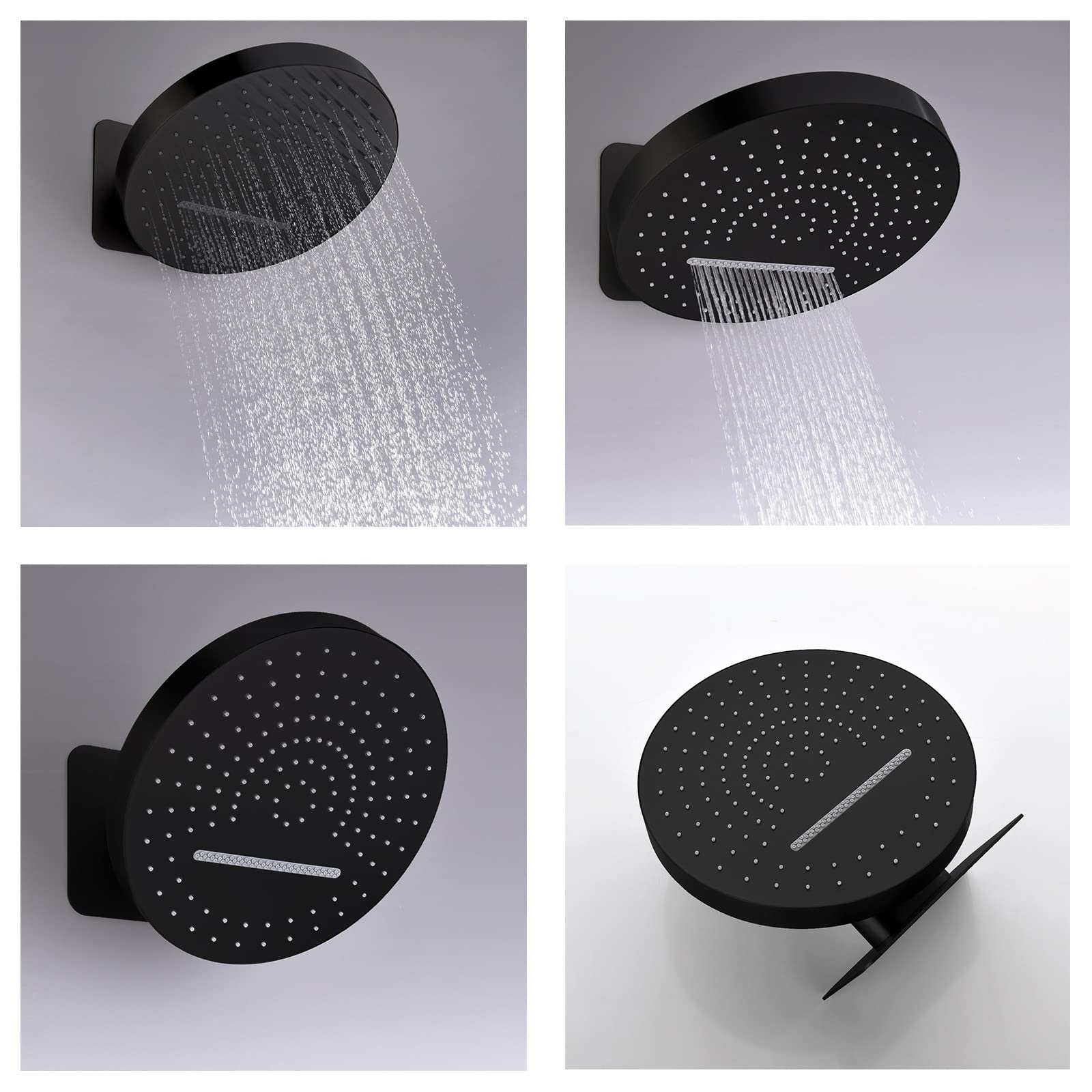 Thermostatic Shower System Set - 4 Function Mixer Tap Valve with Rainfall Shower Head, Handheld Spray & 3 Body Jets - Wall Mounted Complete Combo with Slide Bar for Luxurious Bathroom Experience - Perfect for Master Bath, Spa Retreat & Modern Home Renovation