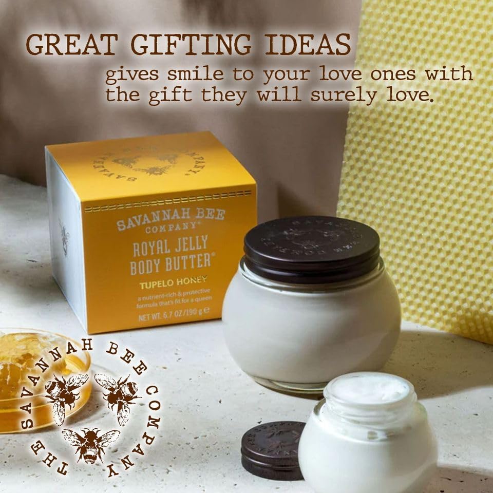 Savannah Bee Company Royal Jelly Body Butter - Ultra Hydrating Moisturizer for Dry, Sensitive Skin | Nourishing Skincare for Daily Use & Nighttime Routine