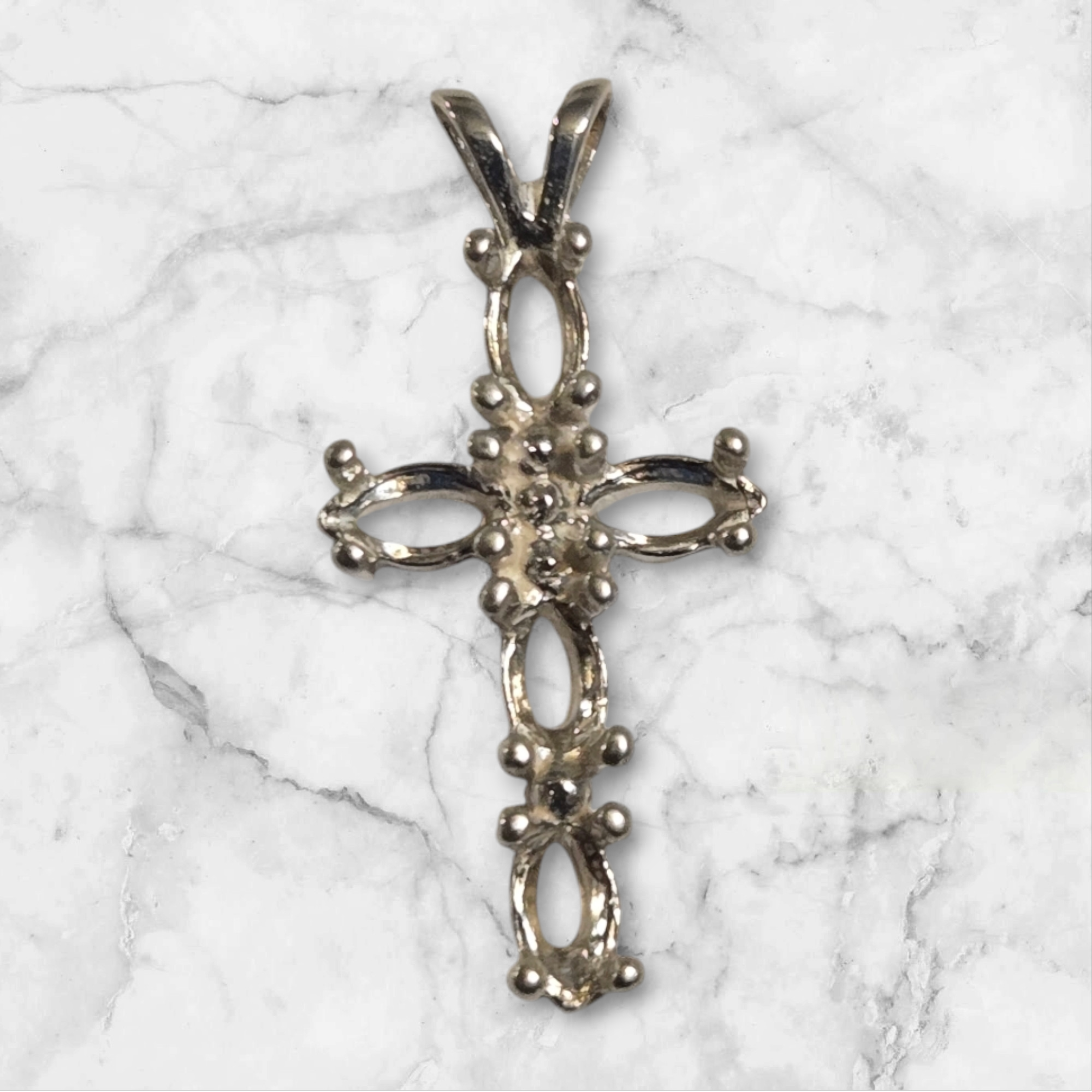 Solid Sterling Silver or 14kt Gold Multi-Stone Marquise Cross Pendant Necklace - Handcrafted in USA | Perfect for Gifts, Religious Occasions & Everyday Elegance