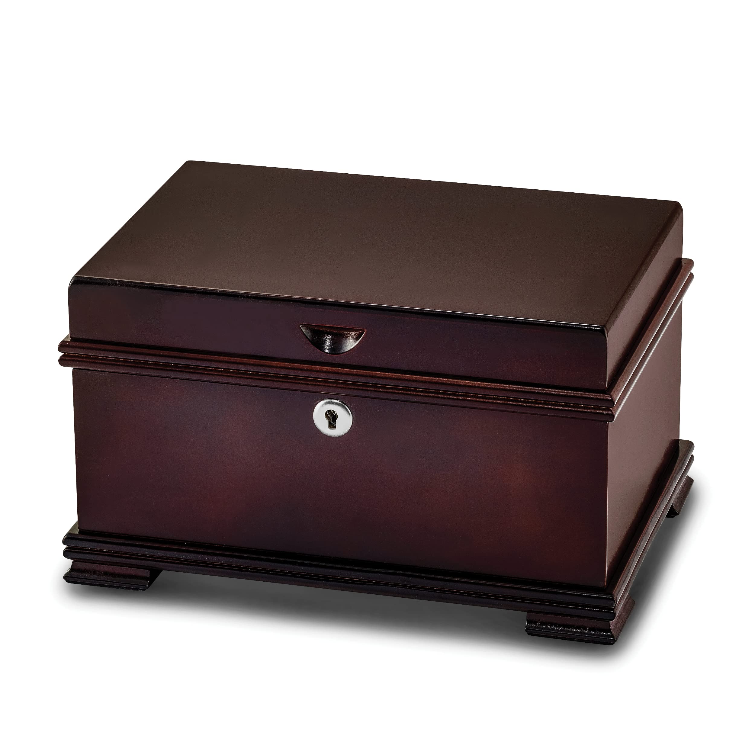 Exquisite Cherry Finish Bubinga Veneer Jewelry Tray Chest - Perfect for Organizing Rings, Necklaces & Accessories in Bedroom or Vanity