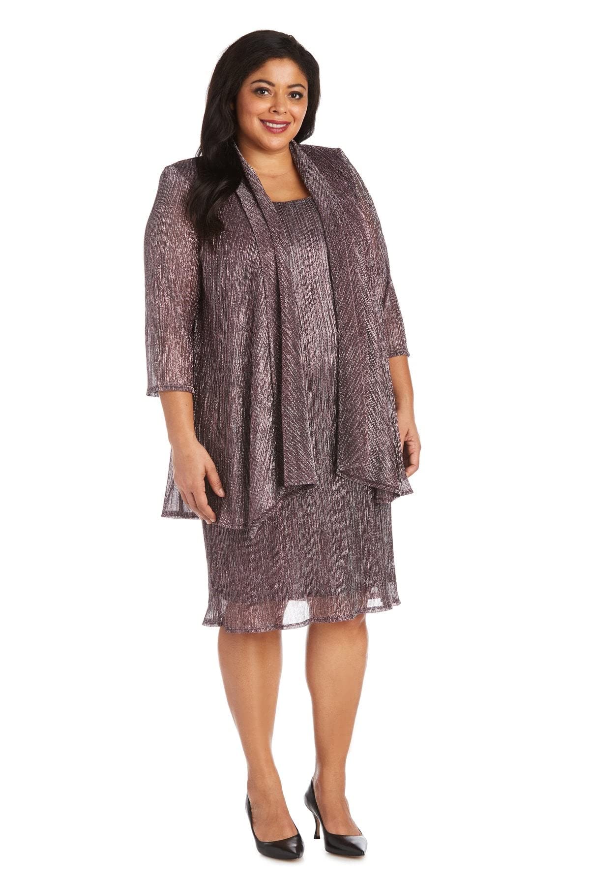R&M Richards Women's Plus Size Shimmer Jacket Dress - Elegant Formal Wear for Special Occasions & Evening Events