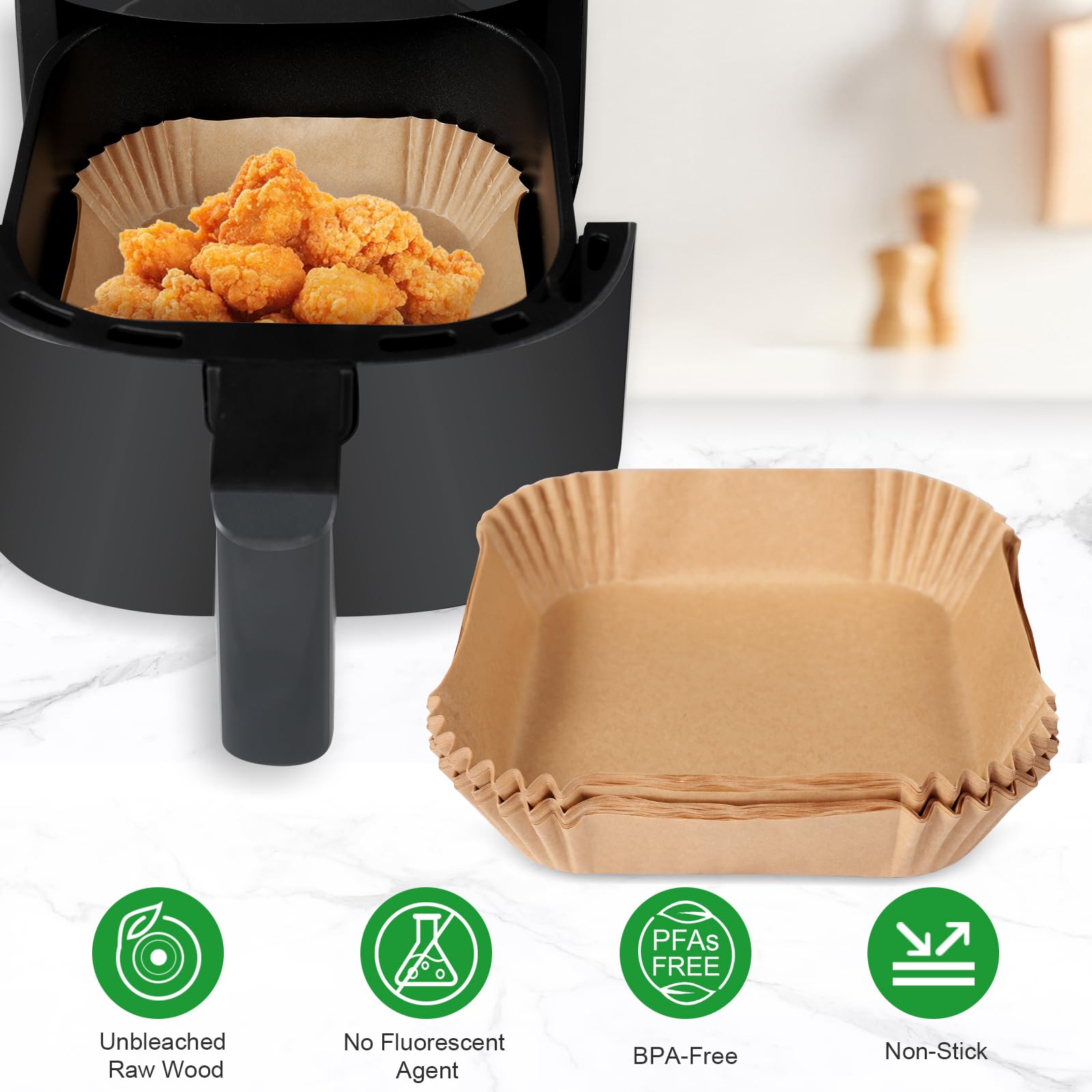 Disposable Small Air Fryer Liners 1-2 Qt - 130 PCS Parchment Paper Baking Sheets for COSORI 2.1 Qt Air Fryer Accessories | Perfect for Healthy Cooking, Meal Prep & Easy Cleanup