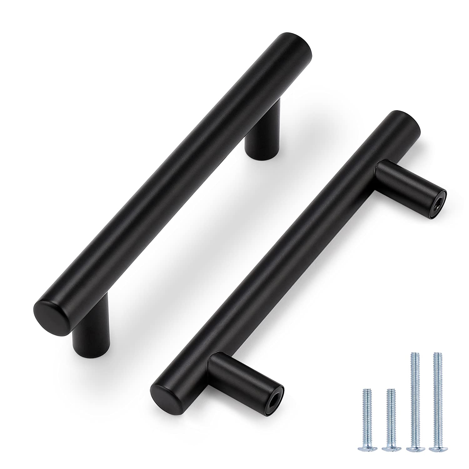 Probrico 100 Pack Black Kitchen Cabinet Pulls - 3-3/4 Inch Hole Centers, 6 Inch Length Modern T-Bar Handles for Cabinets & Cupboards | Durable Hardware for Kitchen Remodel, Bathroom Vanity & Furniture Upgrade
