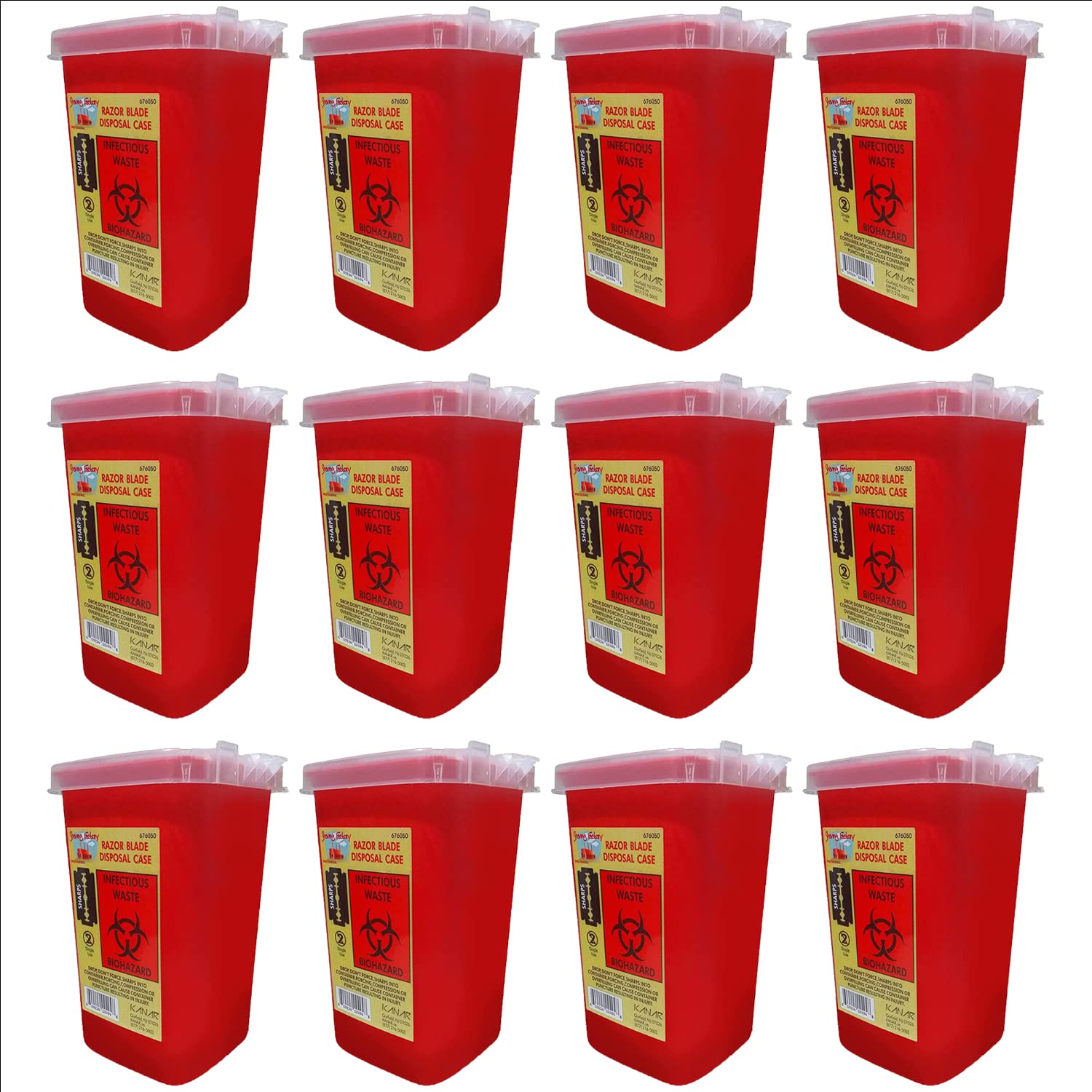 The Shave Factory Blade Dispenser - 12 Pack | Safe Razor Blade & Needle Disposal Container for Home, Salon & Tattoo Studios | Durable Sharps Waste Storage Solution