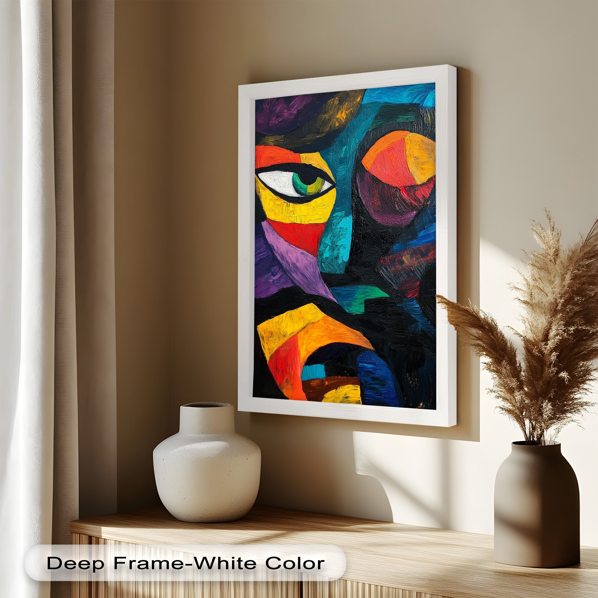 Abstract Eye Expression Fauvism Oil Painting - Modern Wall Art for Living Room, Bedroom & Office Decor