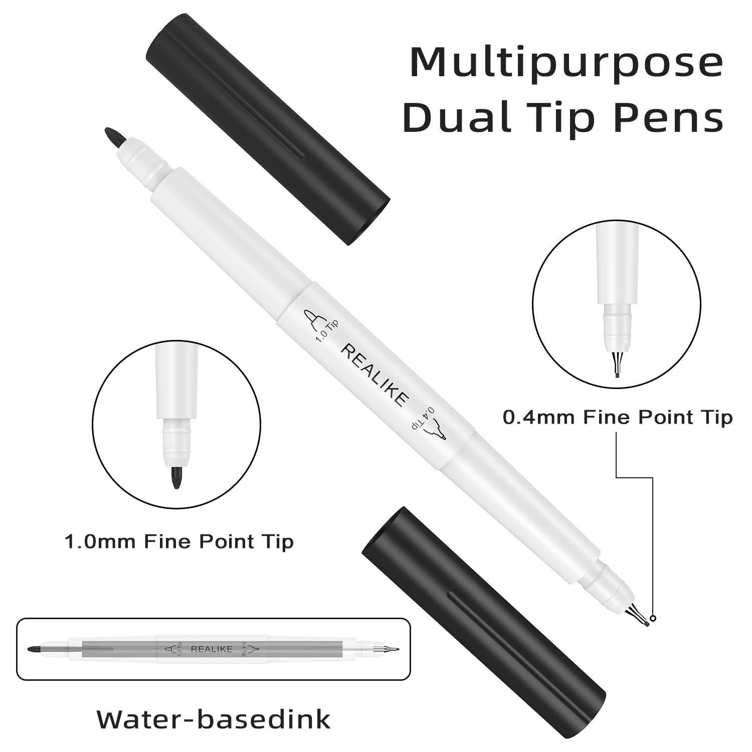 REALIKE 7-Pack Dual Tip Markers for Cricut Maker 3, Maker, Explore 3, Air 2, Air - Fine Point (0.4mm) & Bold (1.0mm) Pens for Writing, Drawing, Scrapbooking, Card Making & DIY Craft Projects