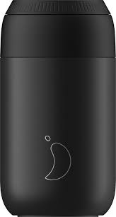 Chilly's Series 2 Insulated Coffee Cup 340ml (12oz) - Black Stainless Steel Travel Mug for Hot & Cold Drinks - Perfect for Office, Commuting and Outdoor Activities