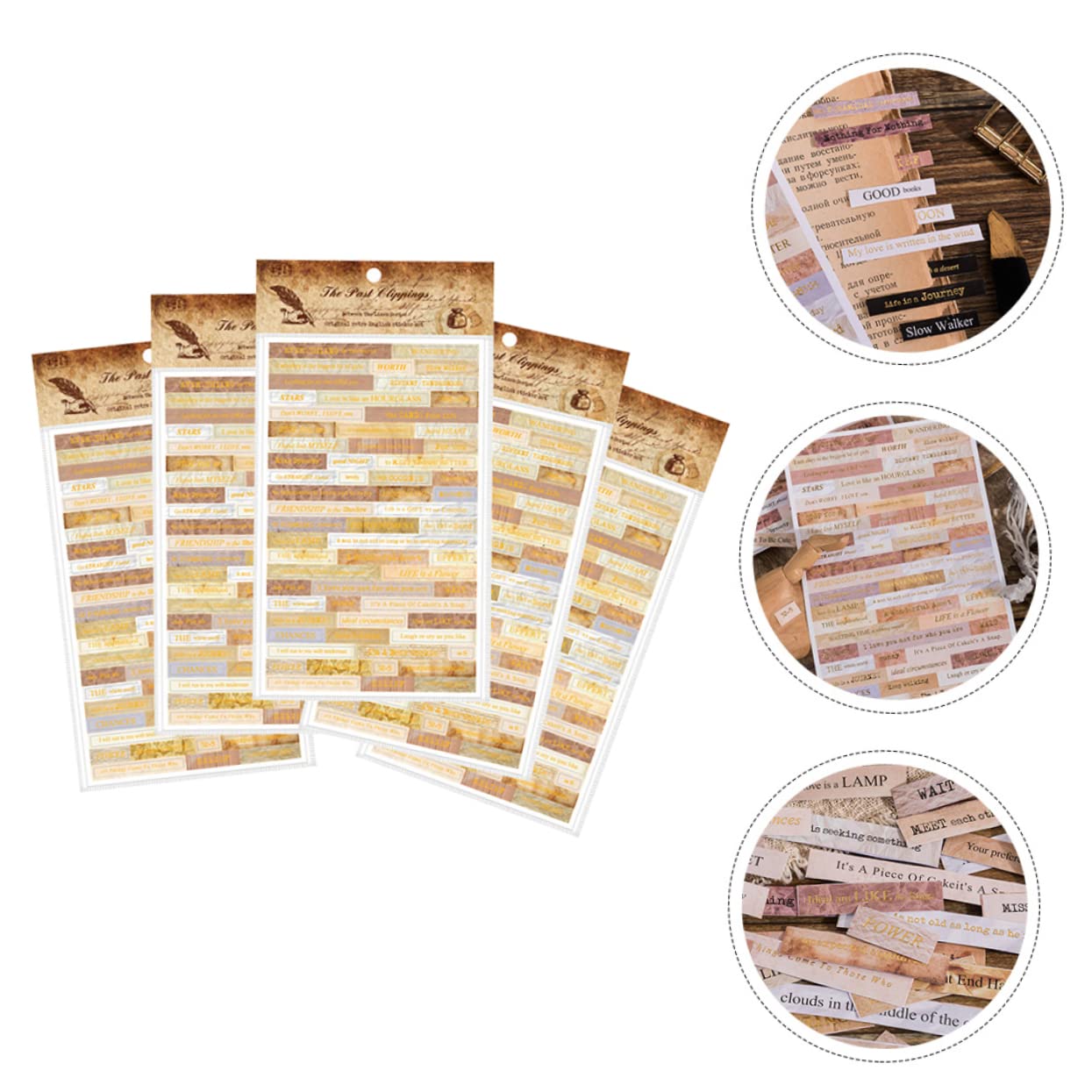 VILLCASE 20 Sets Craft Stickers - English Letter Stickers, Paper Stamps & Decorative Stickers for Scrapbooking, Journaling, DIY Projects & Home Decor | Multifunctional Stationery Supplies