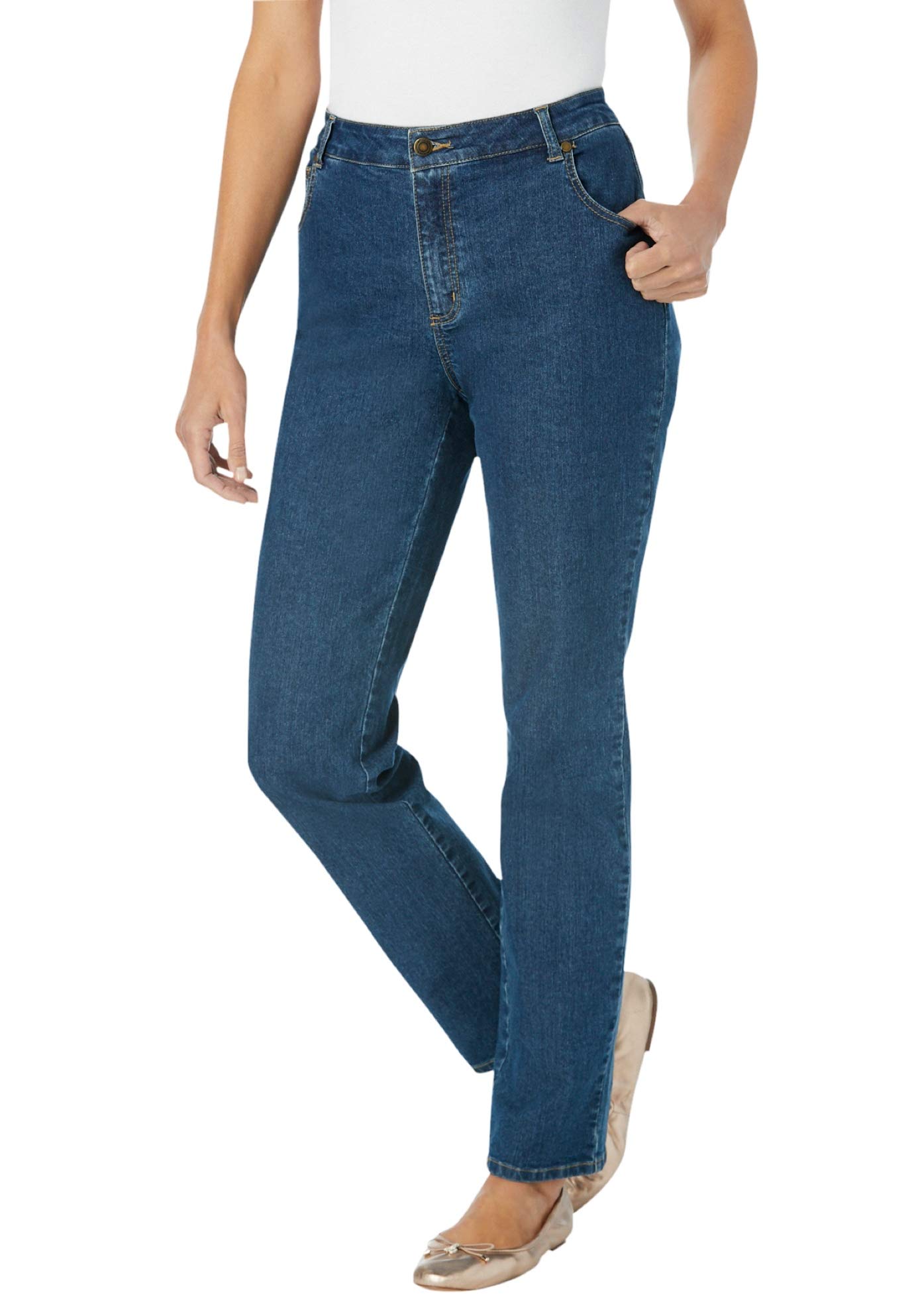 Woman Within Women's Plus Size Tall Straight Leg Stretch Jean - Comfortable & Flattering Denim for Curvy Women | Perfect for Work, Casual Outings & Everyday Wear