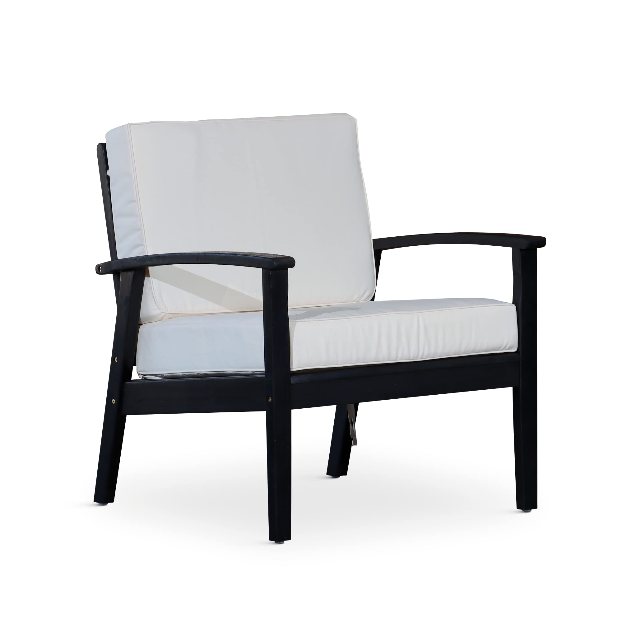 DTY Outdoor Living Longs Peak Deep Seat Eucalyptus Chair - Espresso Finish with Cream Cushions | Patio, Garden & Poolside Furniture for Relaxing Outdoors
