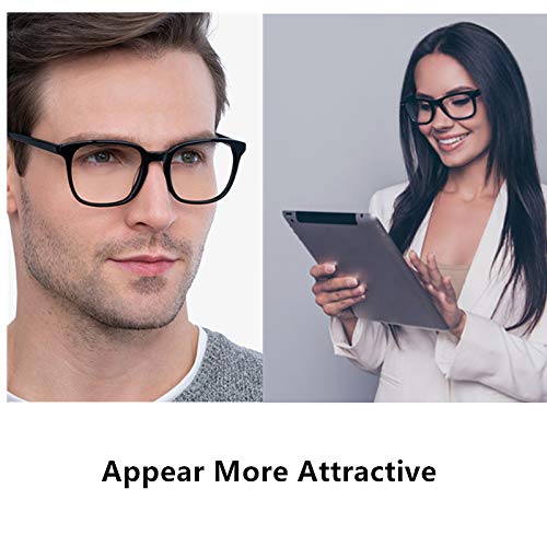 Blue Light Blocking Reading Glasses for Women & Men - Square Nerd Eyeglasses Frame with Anti-Glare Computer Readers - Perfect for Office Work, Gaming & Digital Screen Use