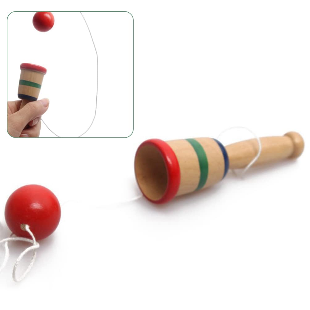 4pcs Wooden Coordination Game Toy for Kids - Outdoor Toss and Catch Ball Game, Preschool Learning Toys, Fun Ball and Cups Set, Wooden Balance Cup Kendama Toys, Child Bamboo Puzzle from Japan - Perfect for Backyard Play, Birthday Gifts & Montessori Activities