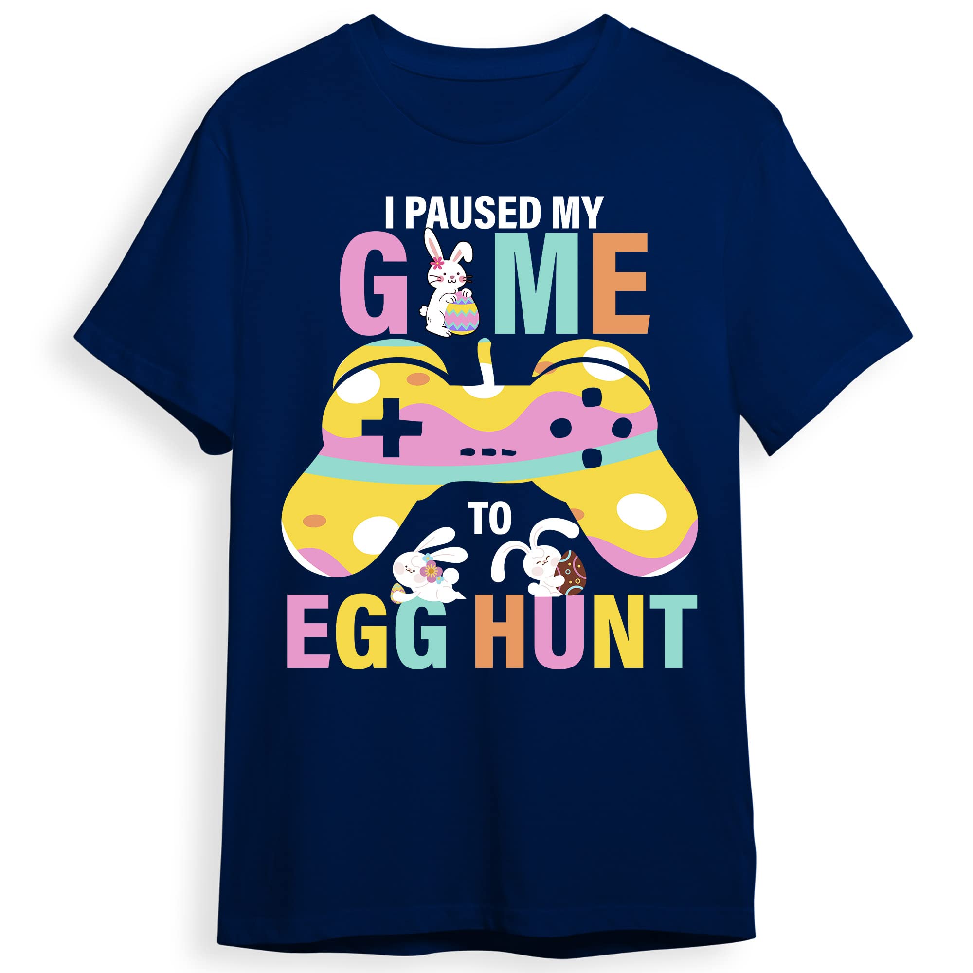 Funny Easter Egg Hunt Gamer T-Shirt - 'I Paused My Game to Egg Hunt' Graphic Tee for Men, Women, Boys & Girls | Perfect for Easter Celebrations, Gaming Parties & Casual Wear