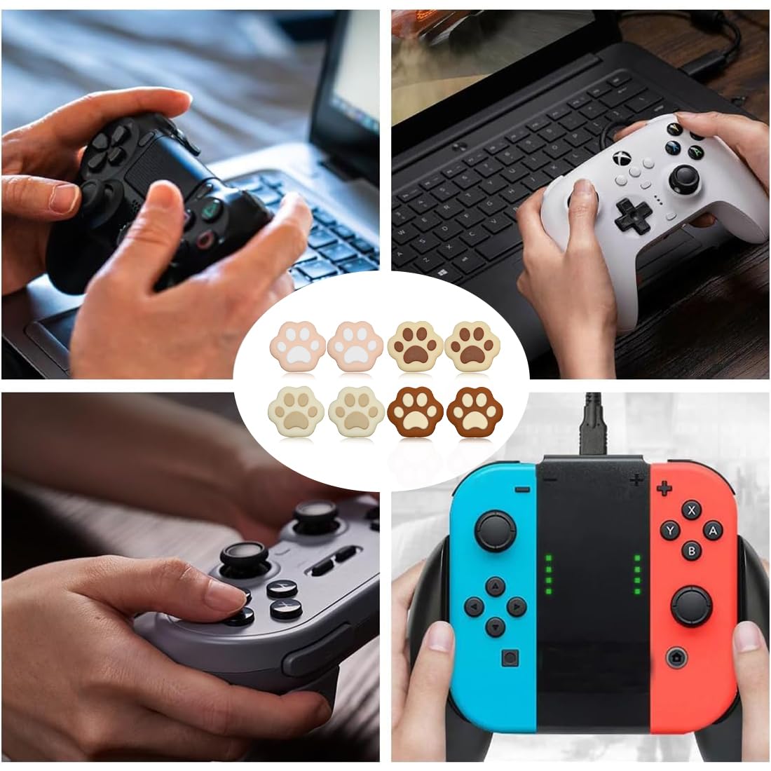 8PCS Cat Paw Thumb Grips for Nintendo Switch & Switch Lite Only - Soft Silicone Joystick Covers for Comfortable Gaming - Perfect for Kids, Girls, and Cat Lovers