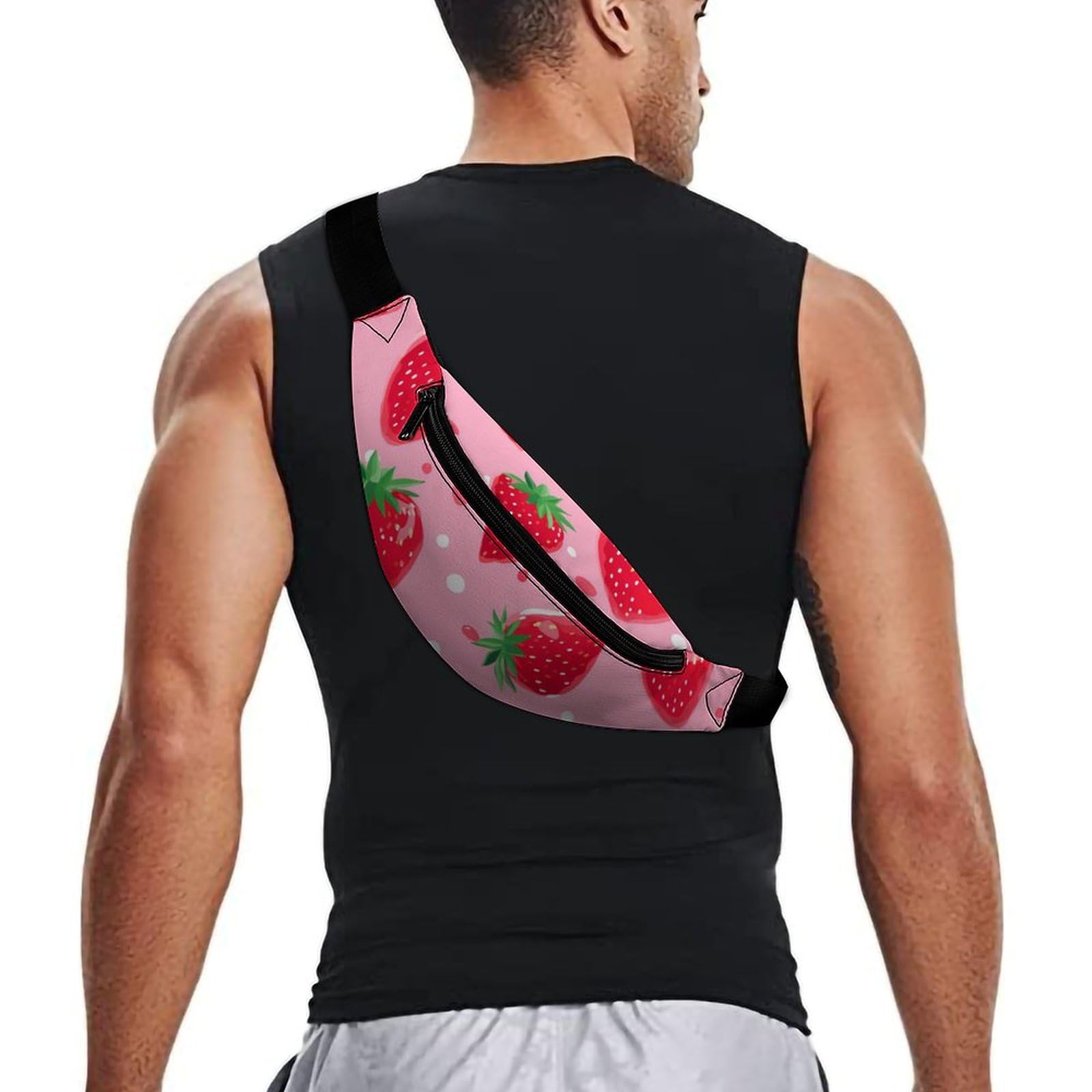 Strawberry Print Adjustable Waist Bag Crossbody Pouch for Women & Men - Fashionable Belt Bag for Travel, Running, Shopping & Outdoor Activities