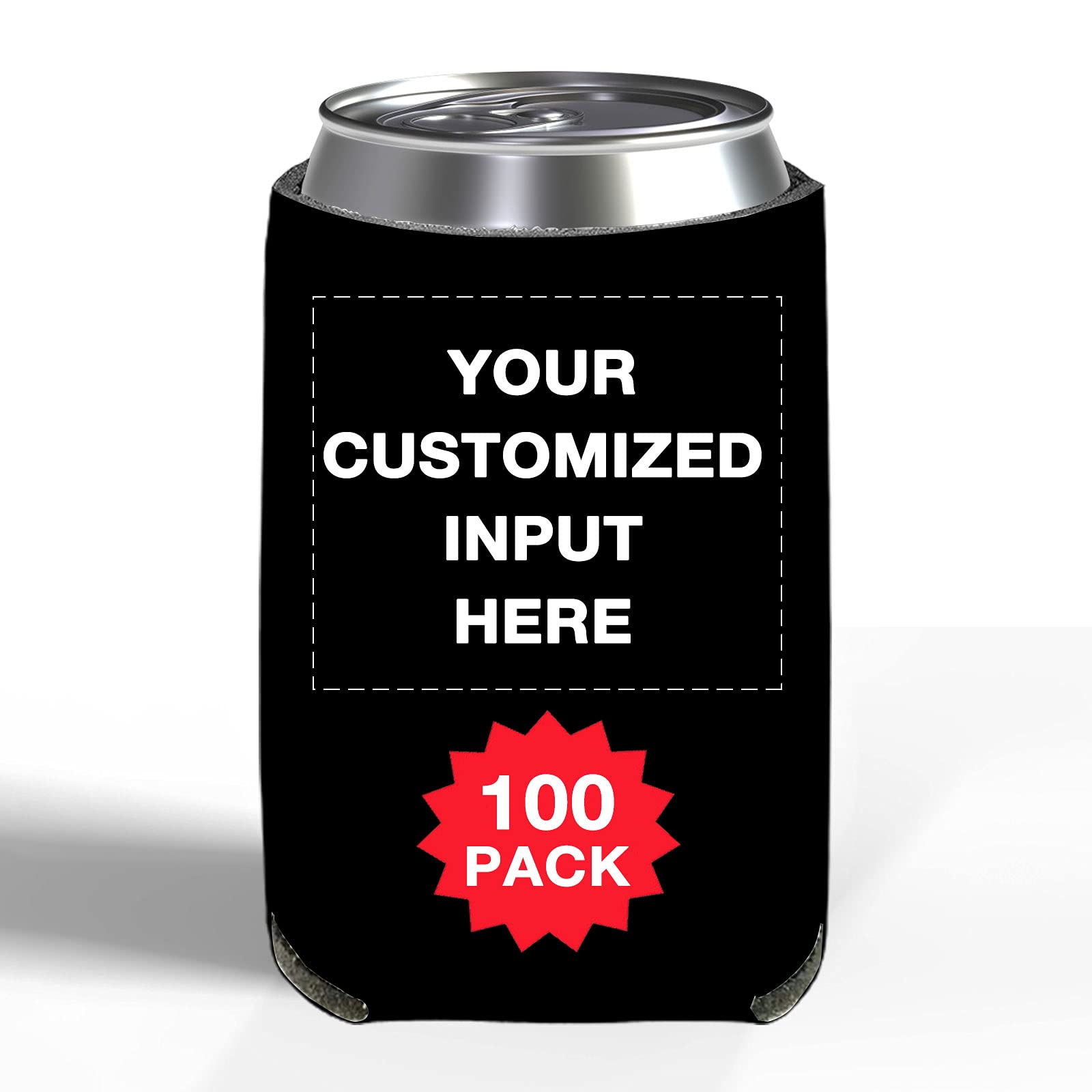 Custom Printed Can Sleeves 100pcs Bulk - Personalized Beer Coolers with Photo/Logo - Wedding Favors, Fishing Trips, Picnics & Outdoor Parties - Insulated Beverage Koozies for Cans