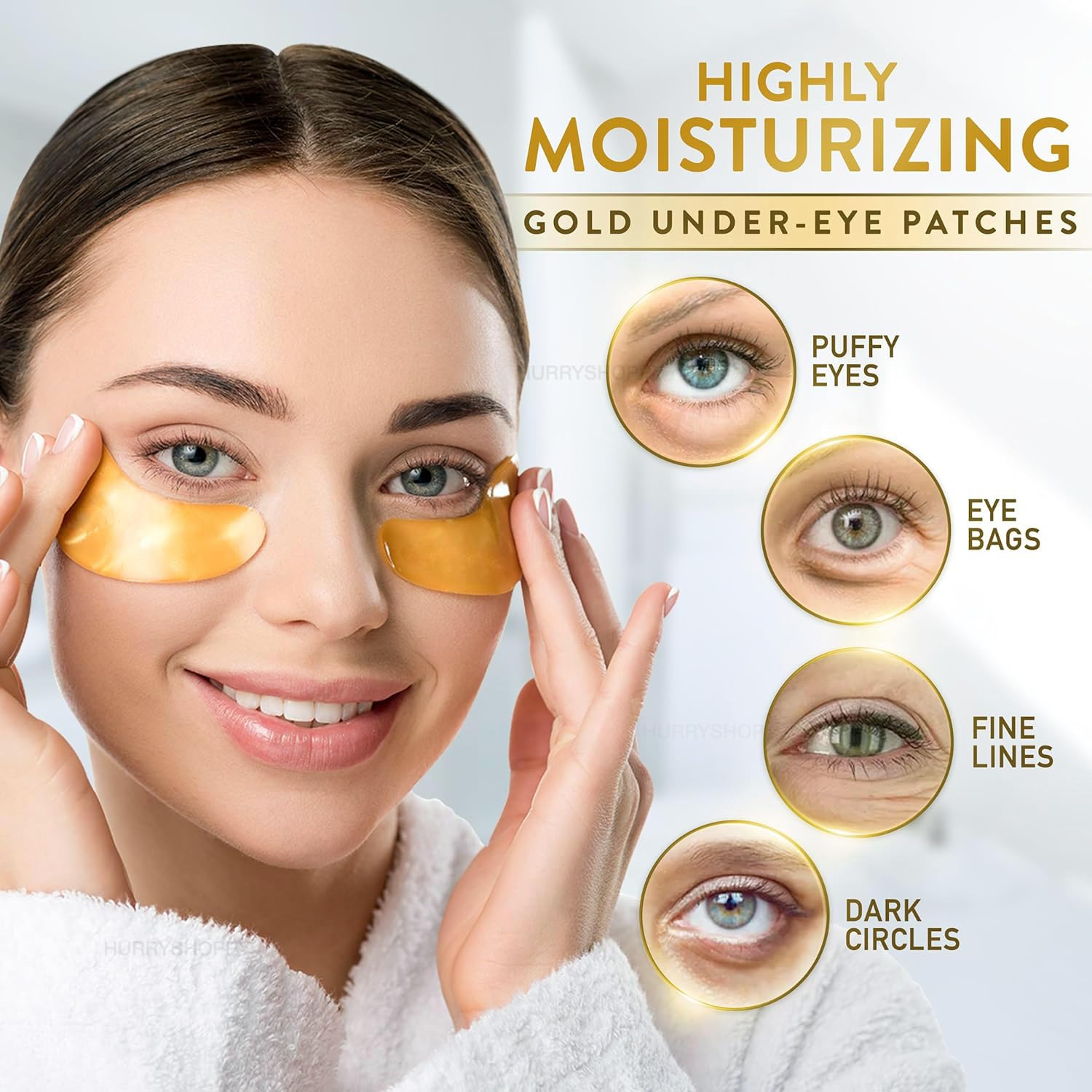24K Gold Under Eye Cooling Gel Pads for Dark Circles & Puffiness Removal - Brightening & Wrinkle Reducing Eye Patches for Men & Women - Perfect for Nighttime Skincare & Morning Refresh