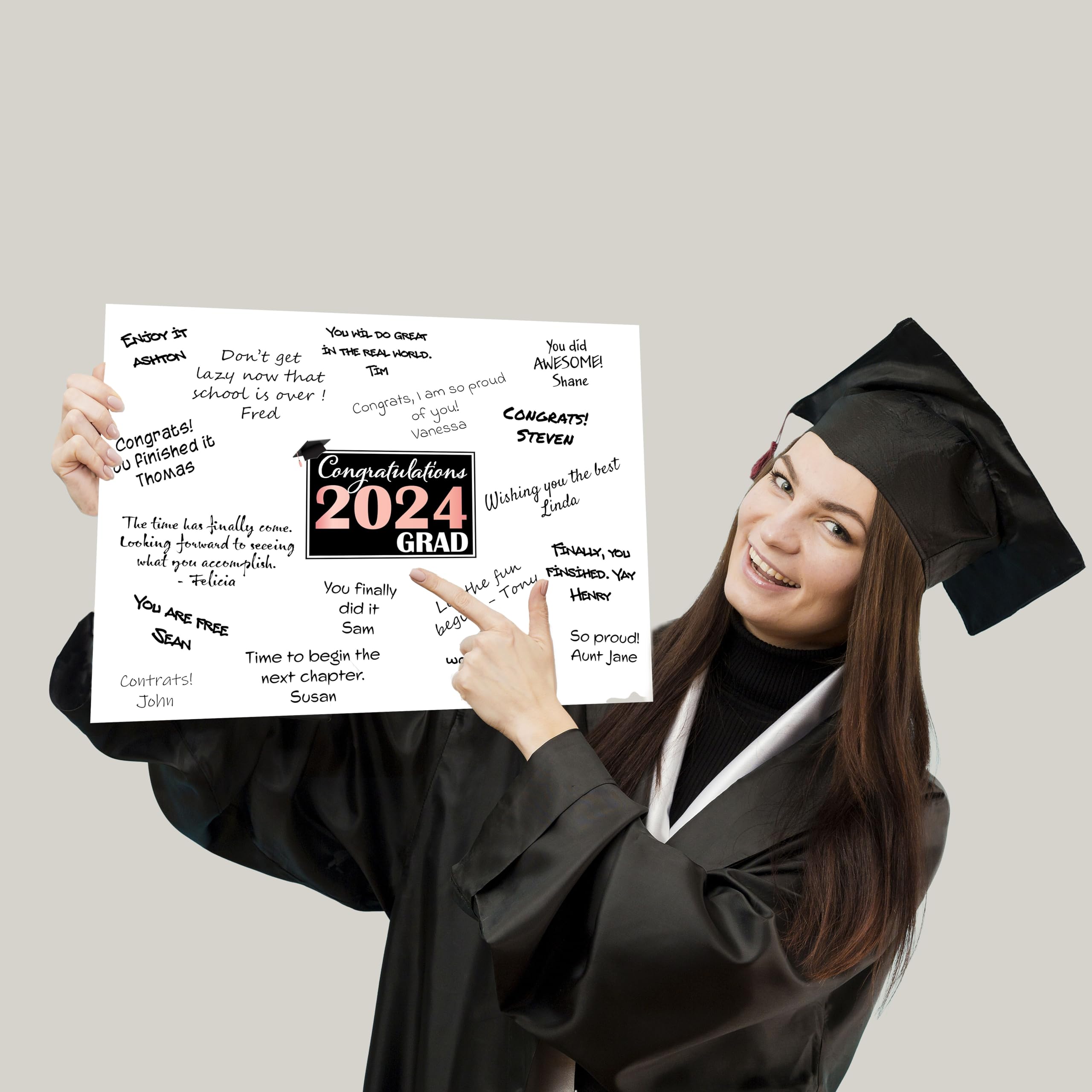 VAPARA DESIGNS 2024 Graduation Decorations - 12x16 Rose Gold Signature Poster (Unframed) for Class of 2024 - Perfect for Graduation Party Decor, Photo Backdrops & Senior Year Memories